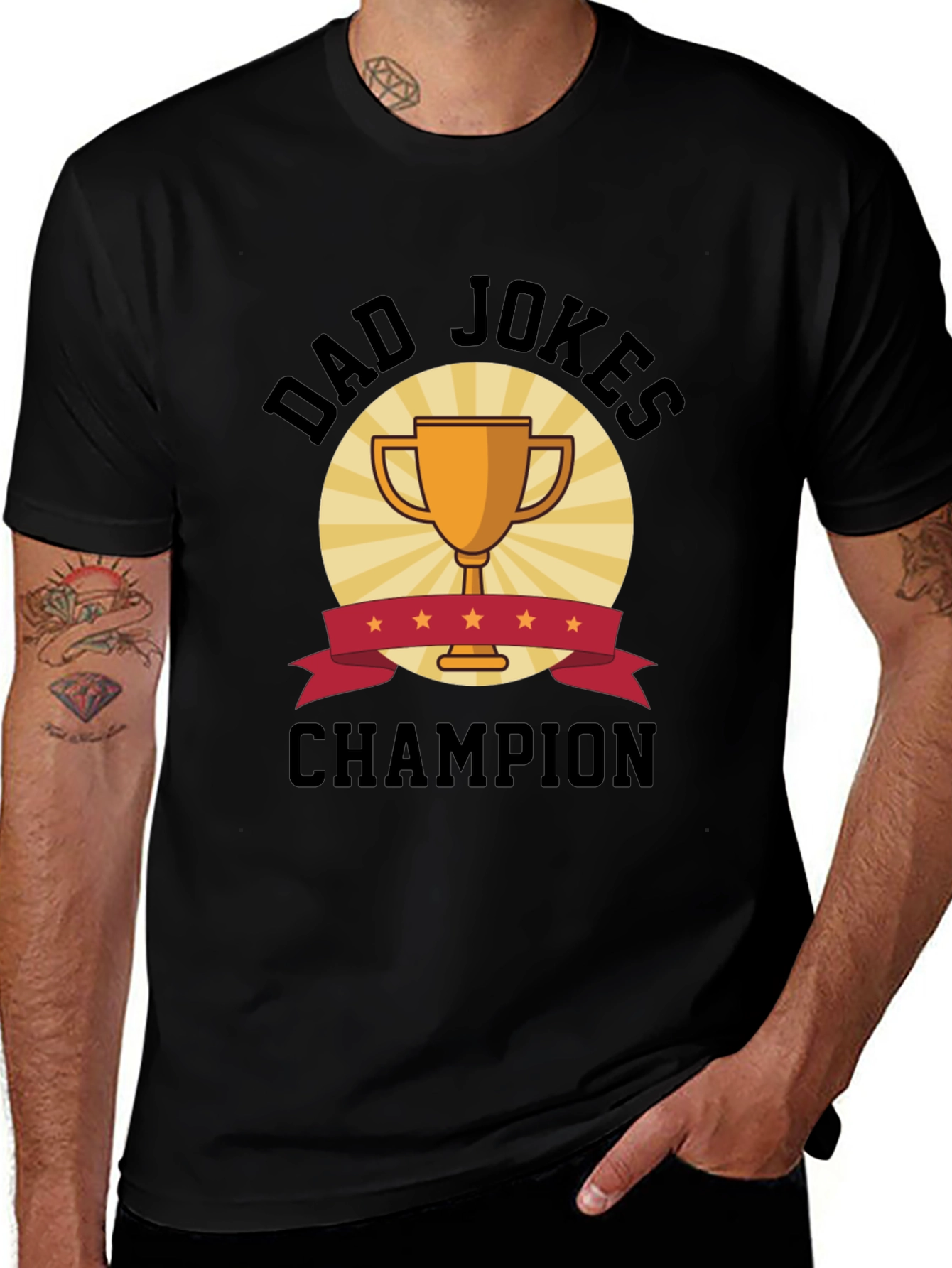 Dad Jokes Champion Black T-Shirt