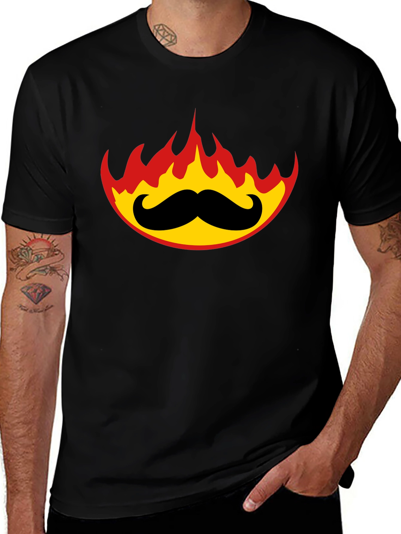 Variant 4 of Fiery Mustache Graphic Tee - Black
