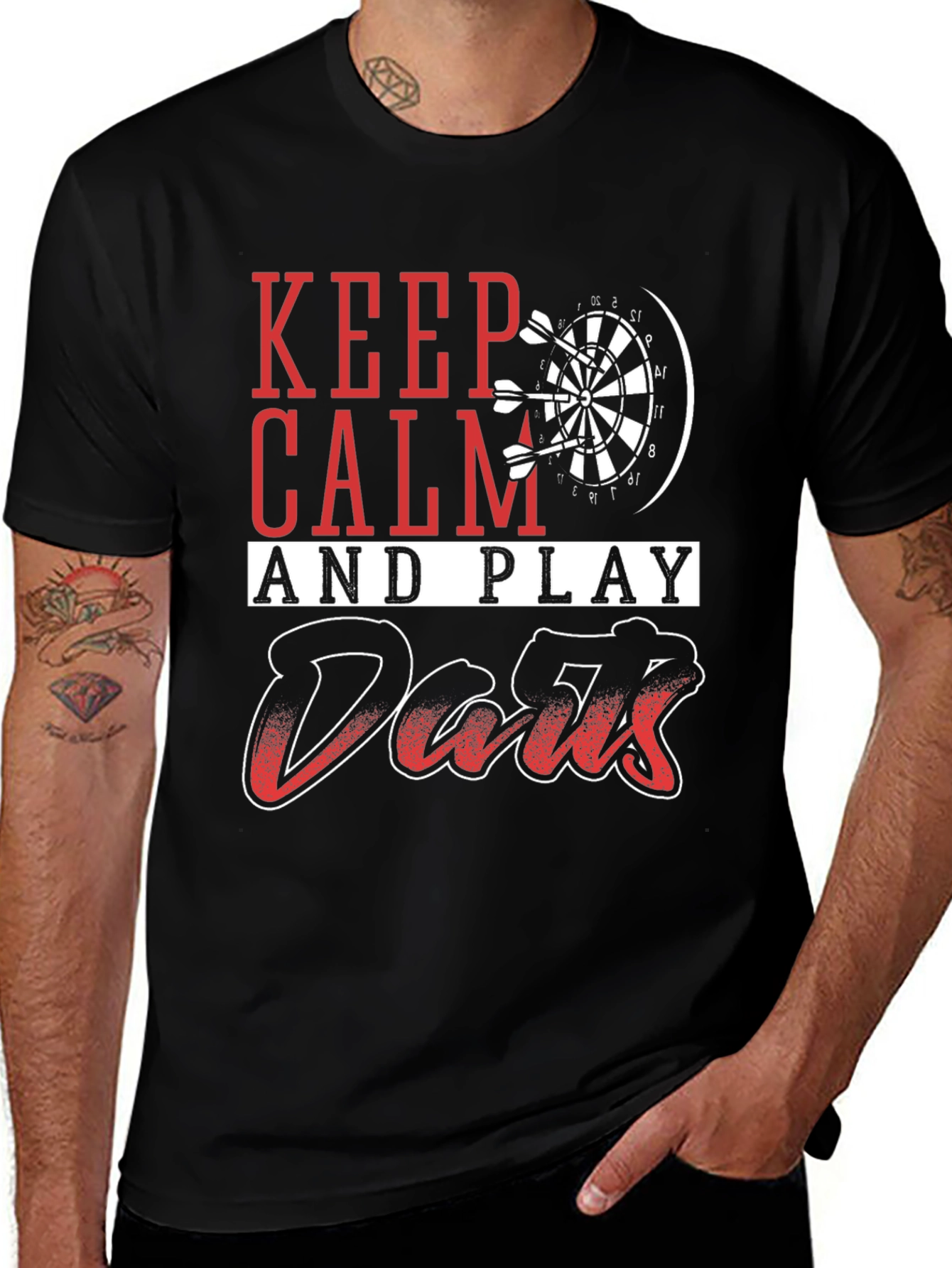 Variant 15 of Keep Calm and Play Darts Black T-Shirt