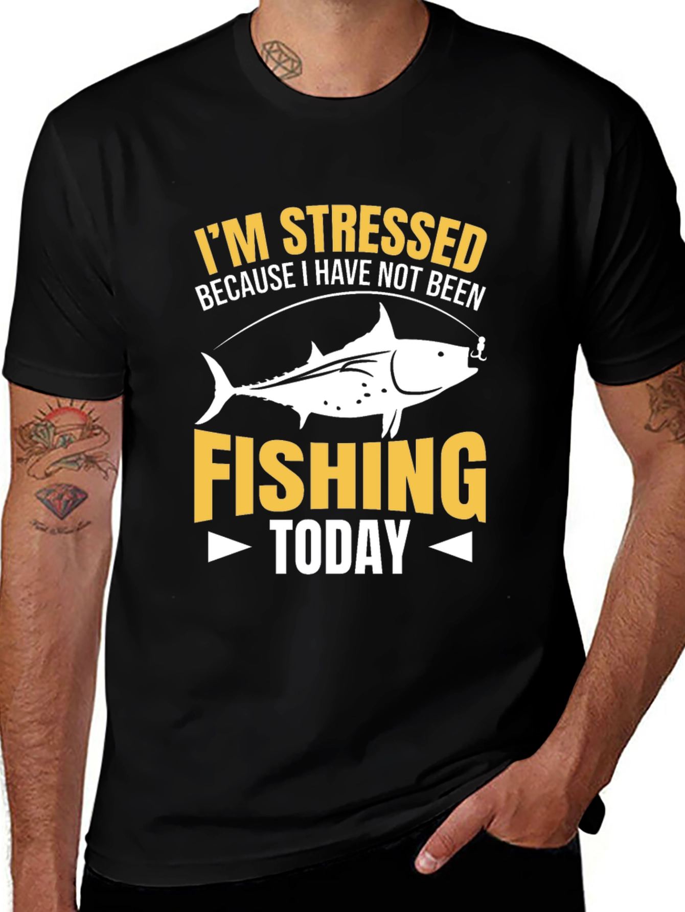 Variant 29 of Stressed Because Fishing T-Shirt