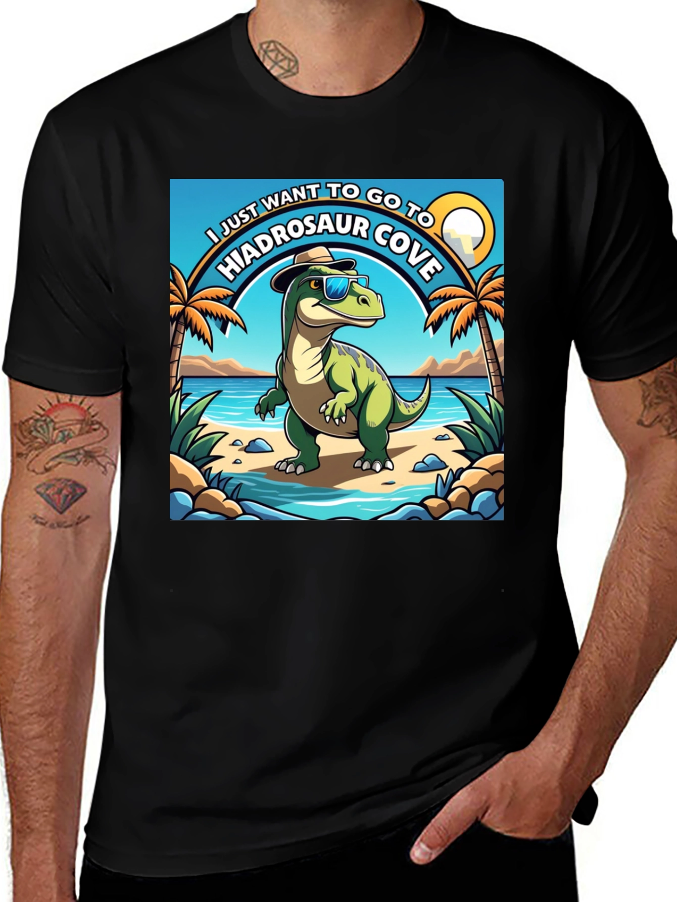 Variant 19 of Hiadrosaur Cove T-Shirt: Dinosaur Beach Vacation Tee