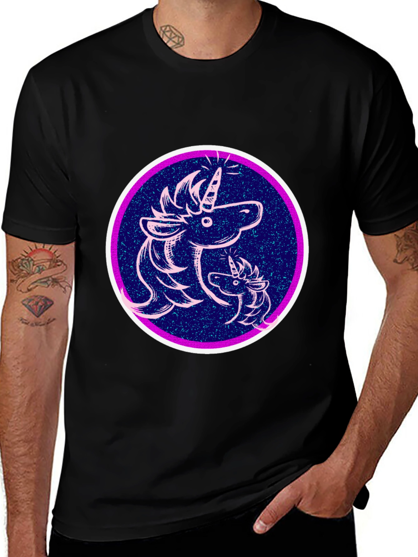Variant 7 of Unicorn Graphic Black T-Shirt