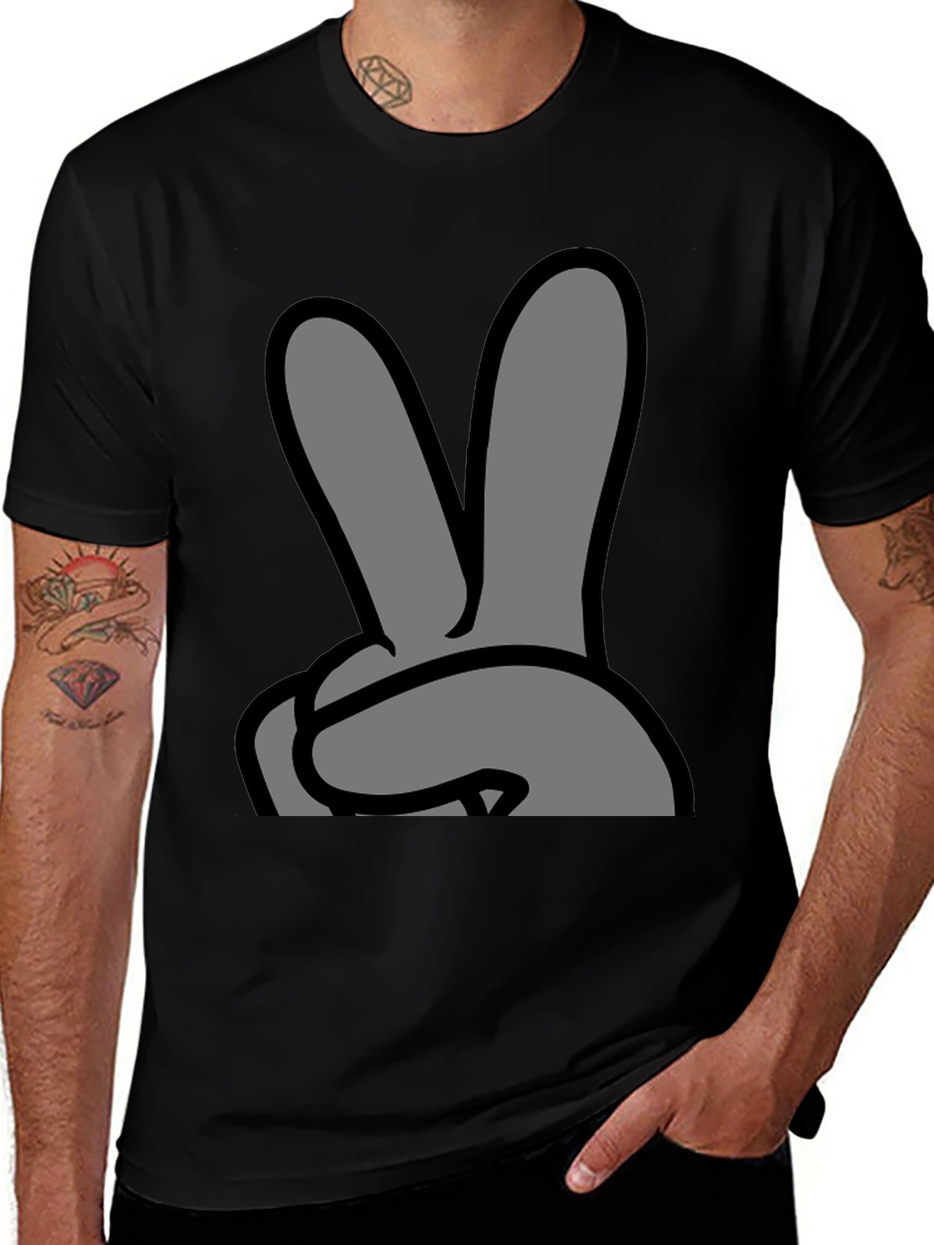 Black Peace Sign Graphic Black T-Shirt main image