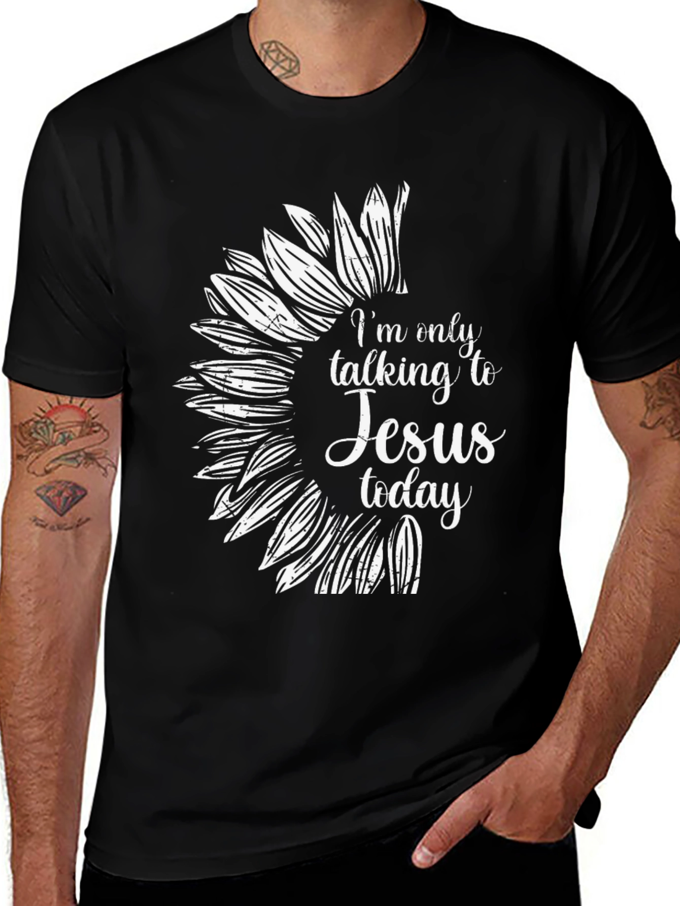 Variant 5 of Jesus Sunflower Black T-Shirt