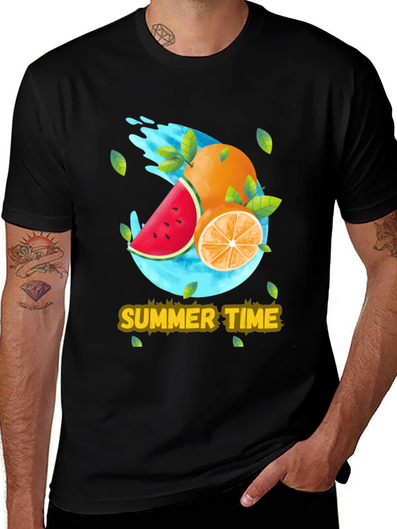 Black Summer Time Fruit T-Shirt main image