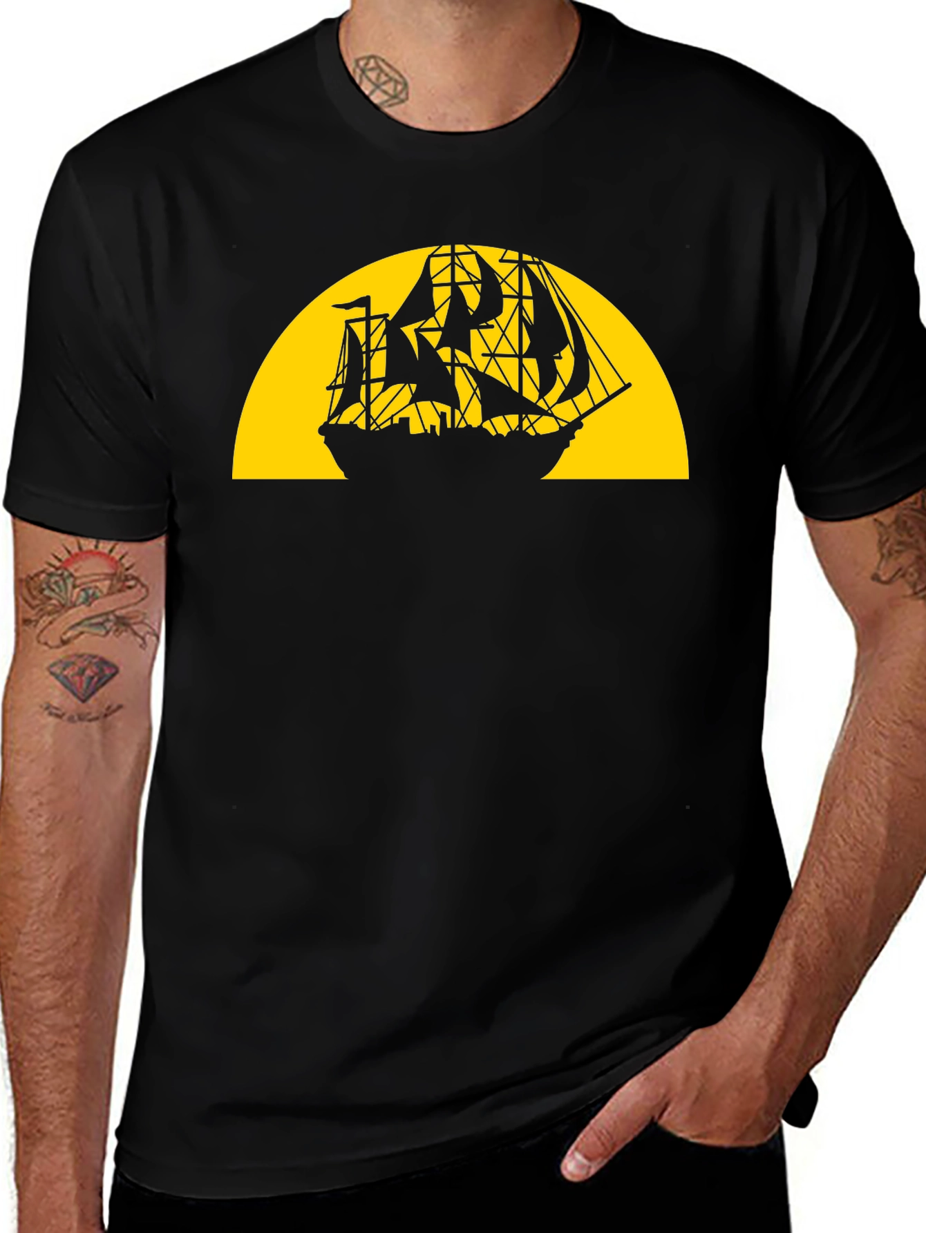 Variant 13 of Pirate Ship Silhouette Graphic Tee
