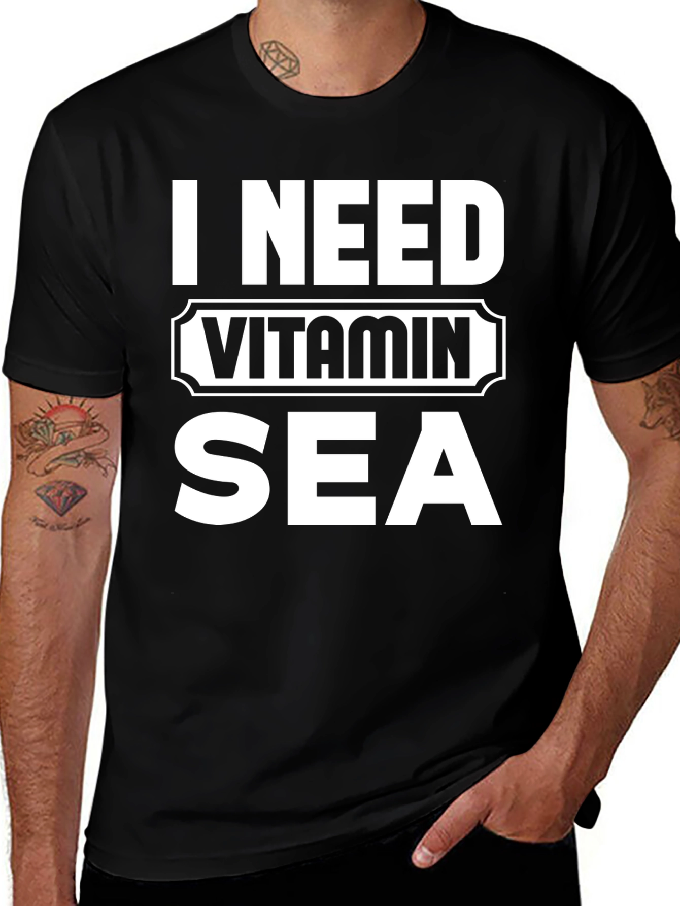 Variant 28 of I Need Vitamin Sea Black Graphic T-Shirt