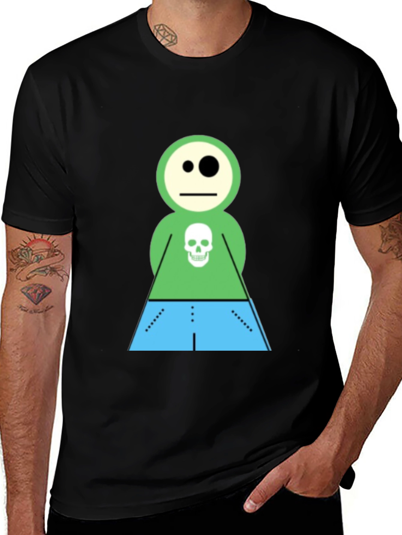 Variant 18 of Cartoon Skeleton Character Black T-Shirt