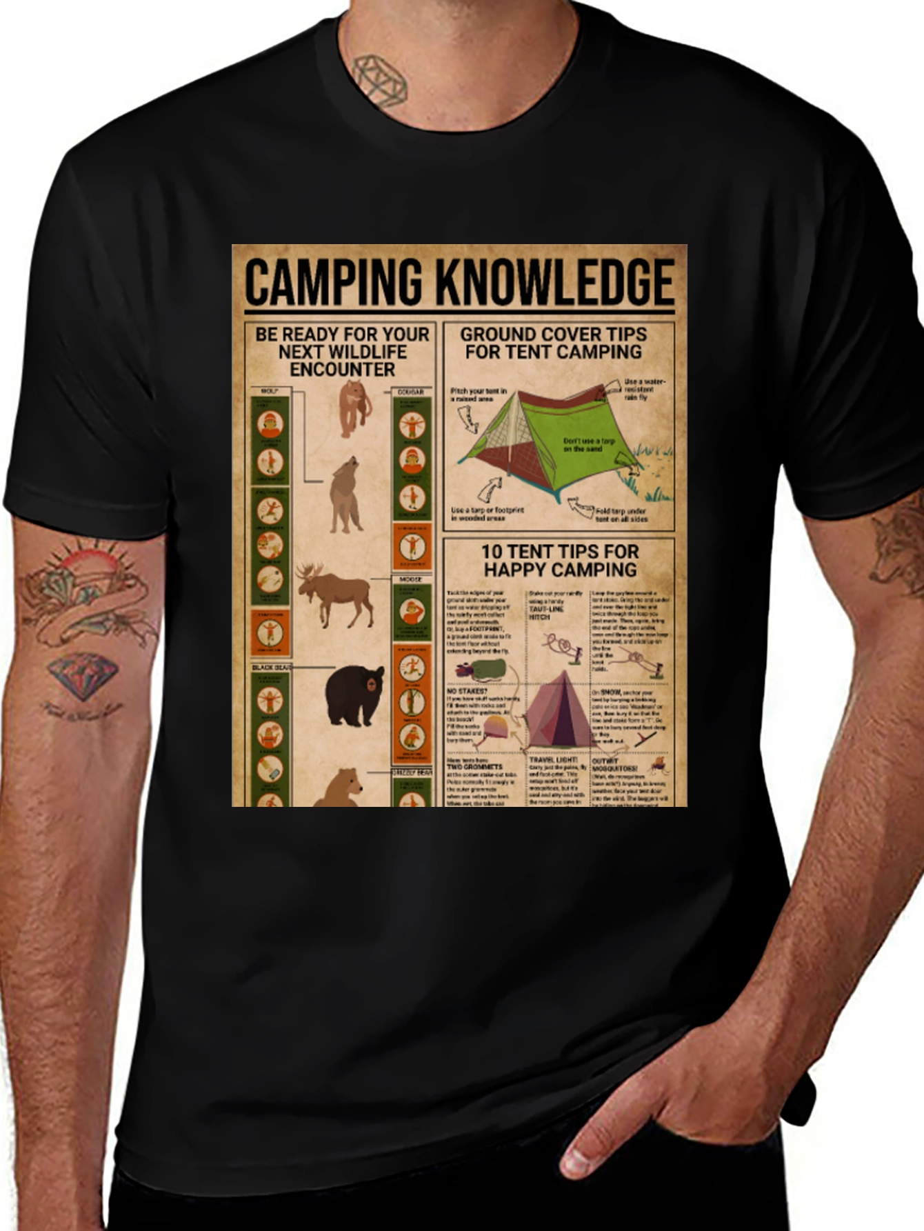 Black Camping Knowledge T-Shirt main image
