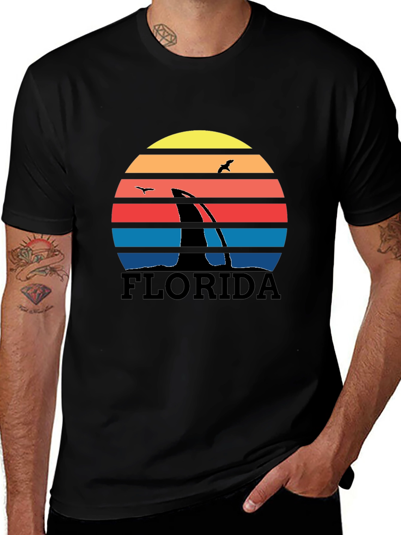 Variant 3 of Florida Whale Tail Retro Sunset Graphic T-Shirt