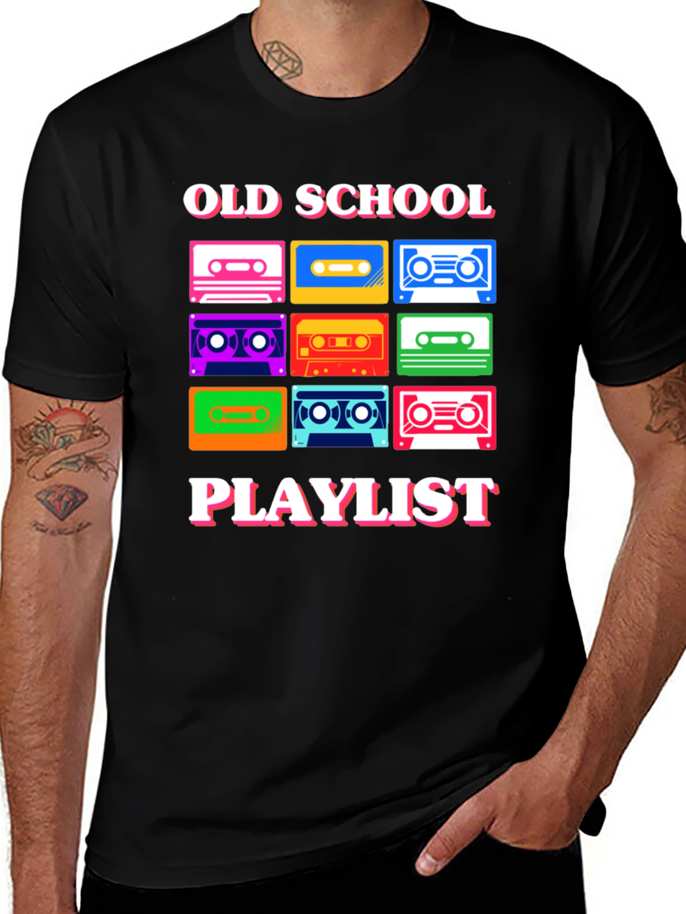 Old School Playlist Cassette Tape Graphic Tee