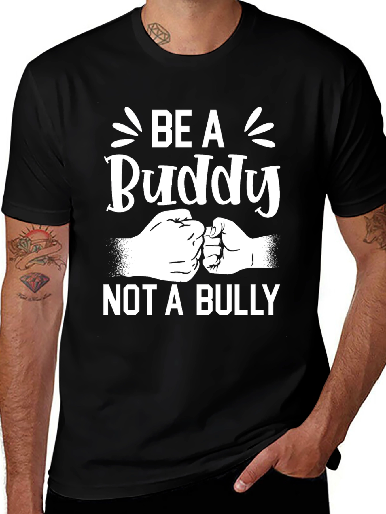 Variant 24 of Be A Buddy, Not A Bully Black Graphic Tee