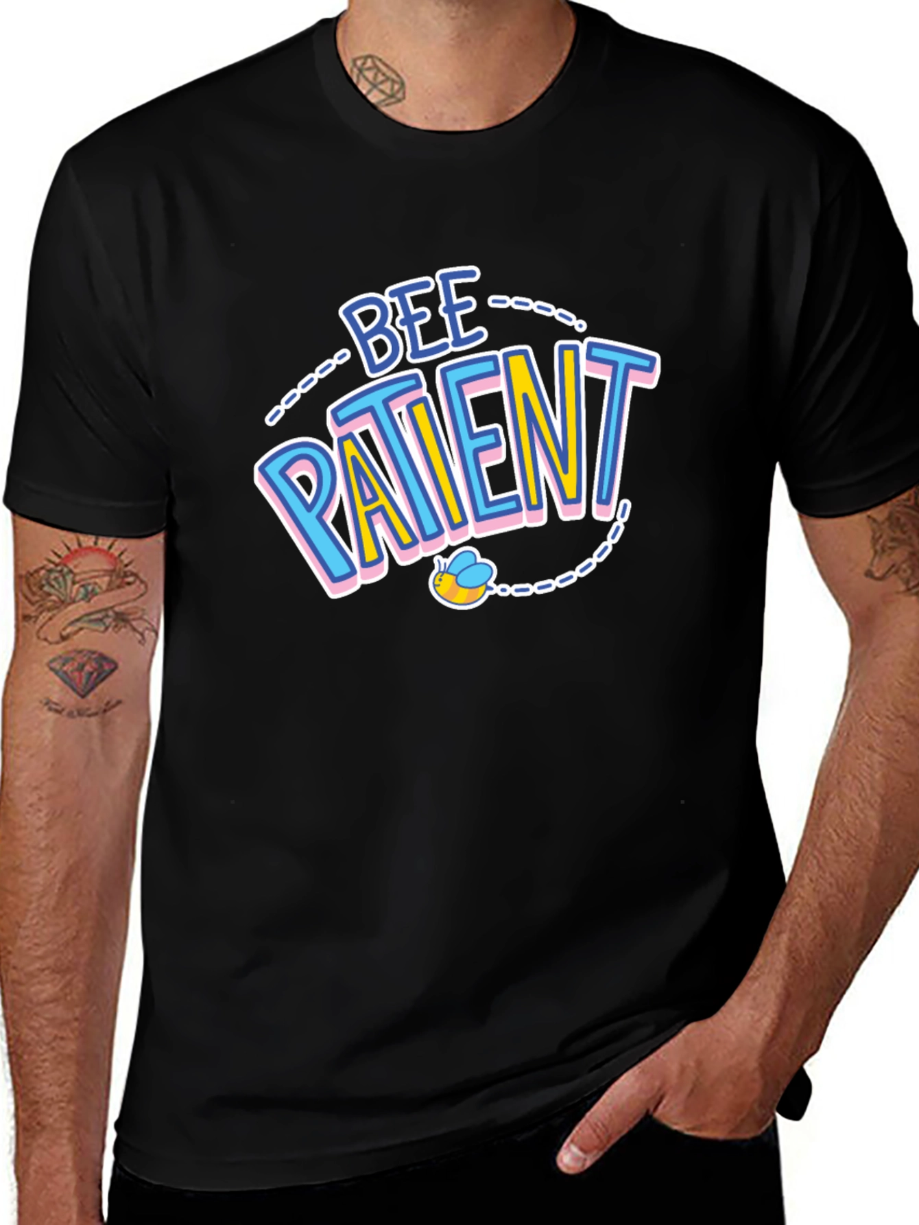 Bee Patient Graphic Tee - Unisex Black T-Shirt