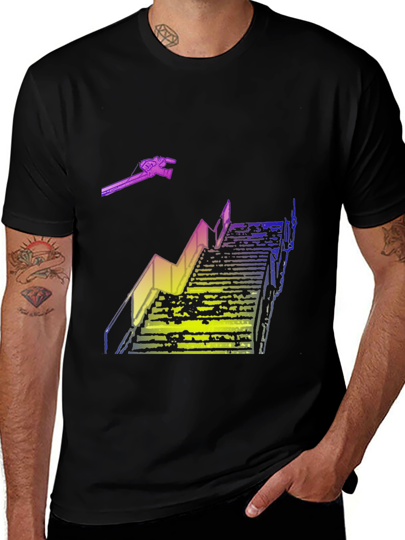 Variant 7 of Stairway Graphic Tee - Modern Streetwear Design