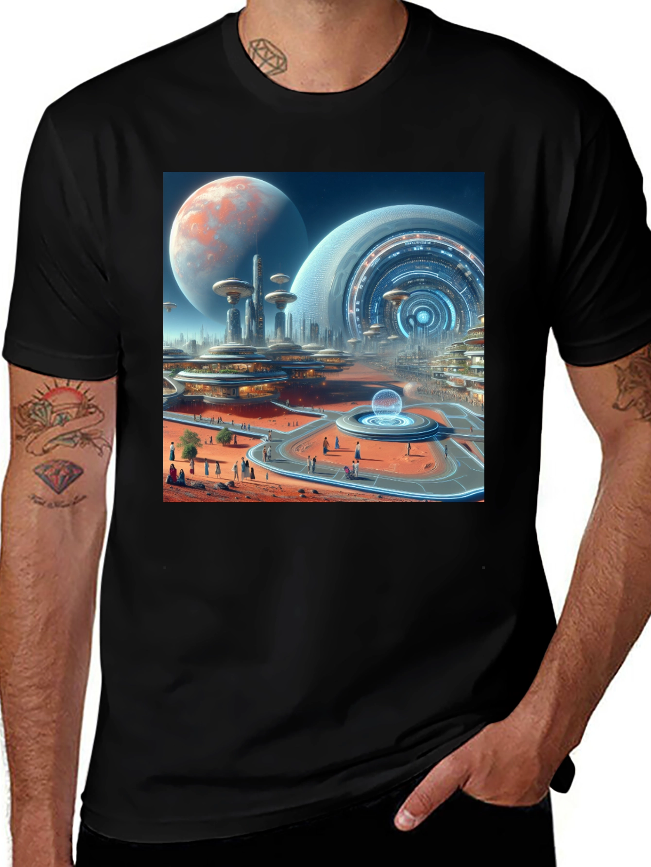 Variant 7 of Futuristic Cityscape T-Shirt