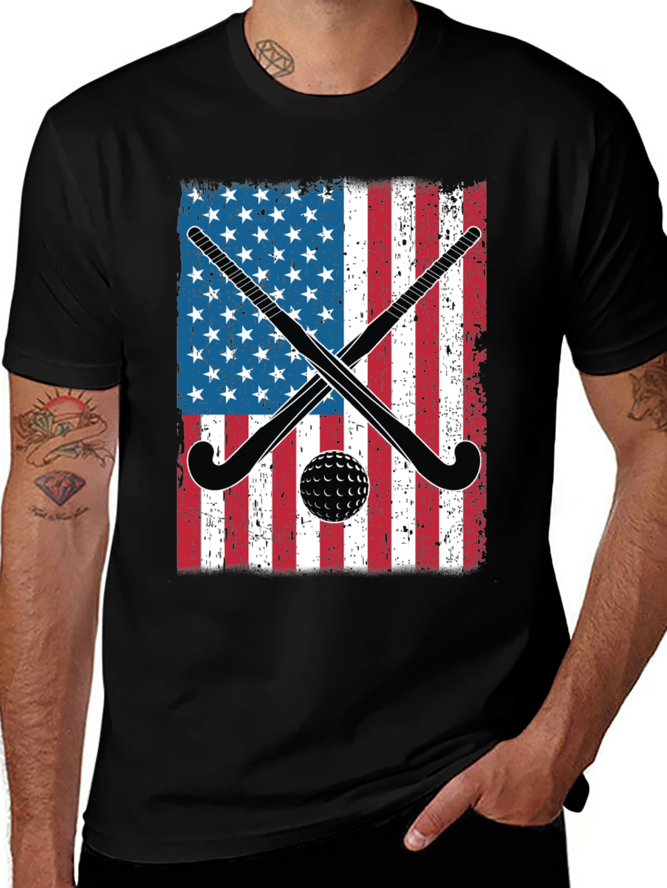Variant 22 of American Flag Field Hockey T-Shirt