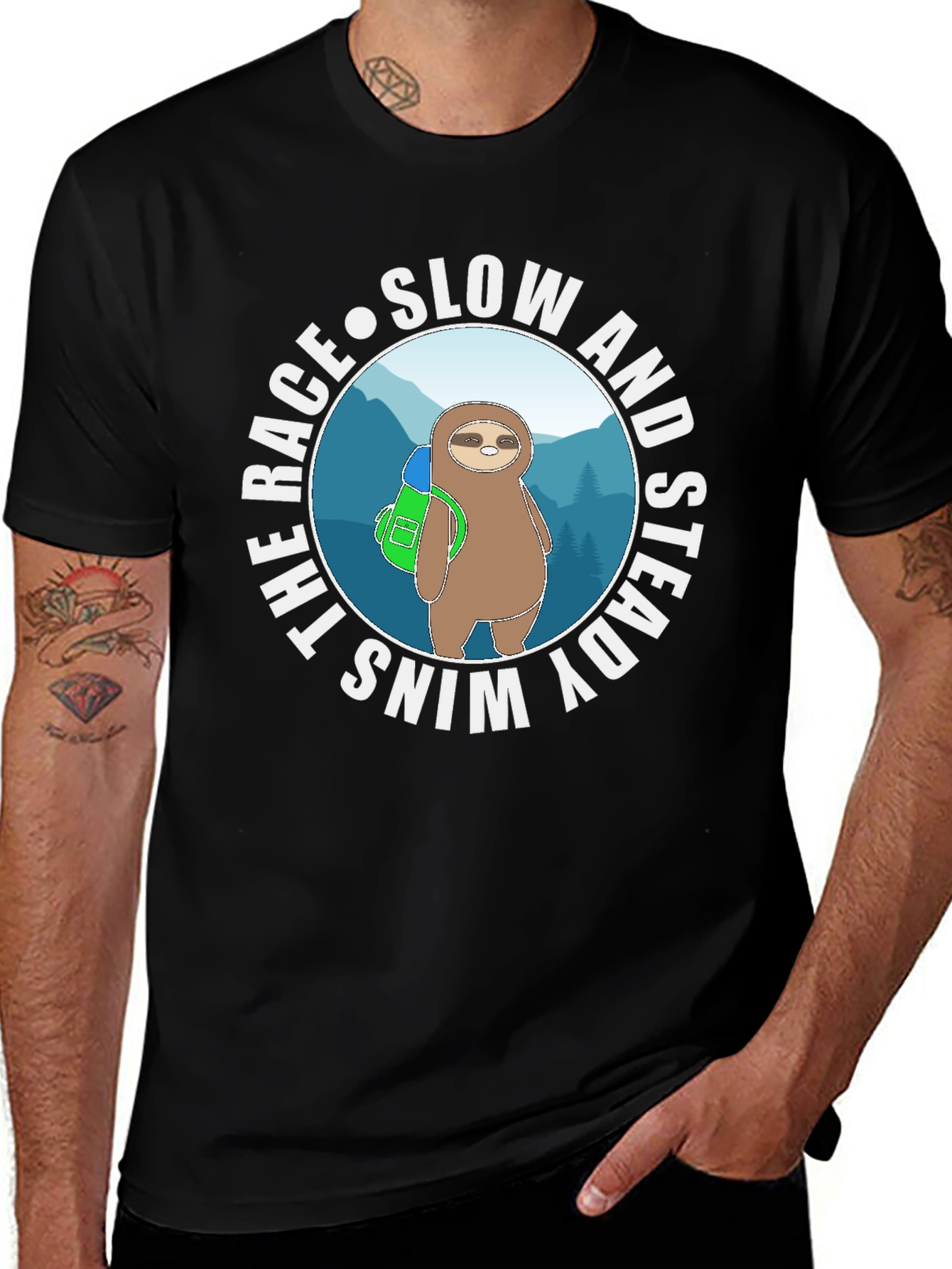 Variant 24 of Slow and Steady Wins the Race Sloth T-Shirt