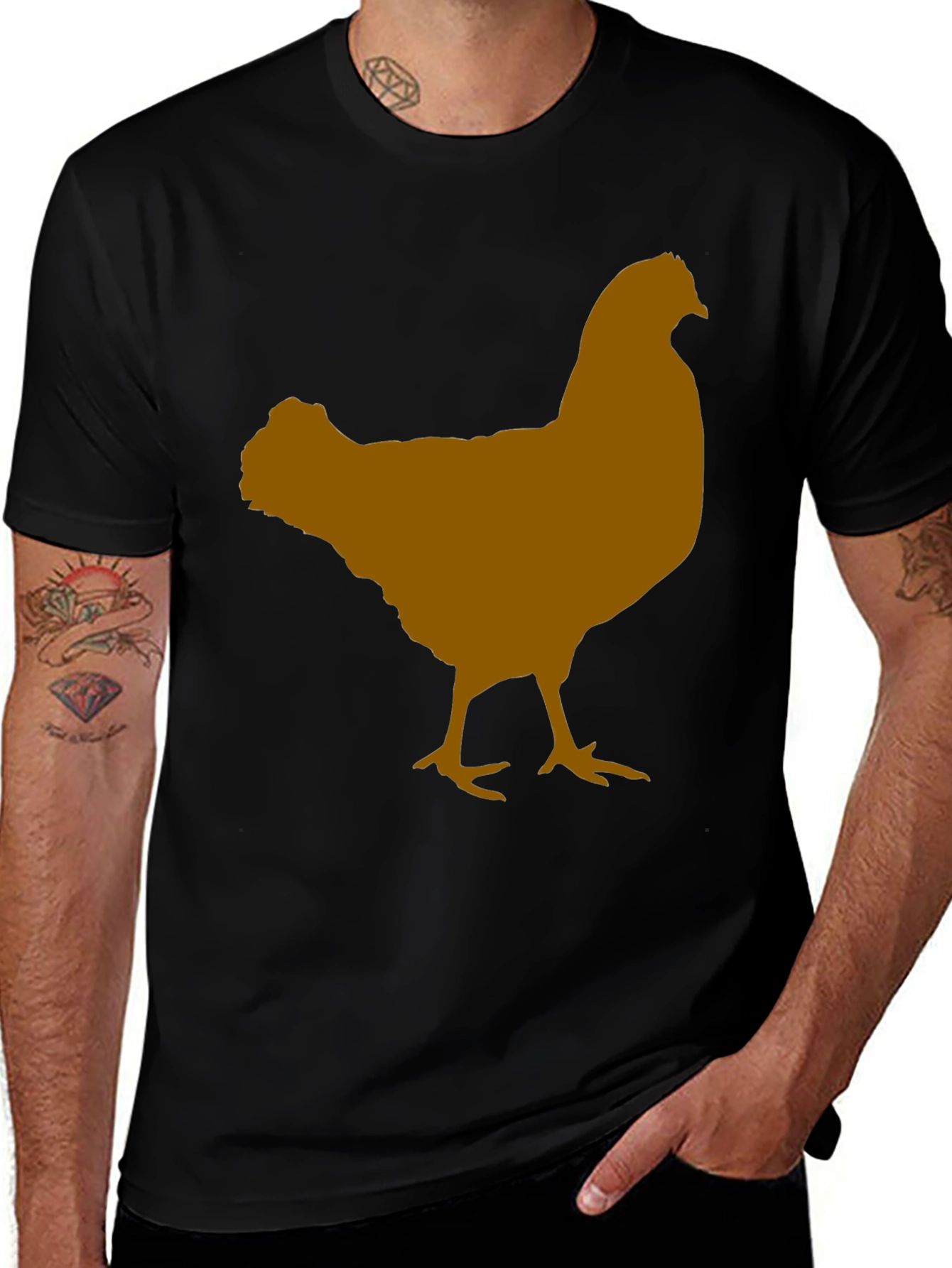 Variant 6 of Chicken Silhouette Black Graphic Tee