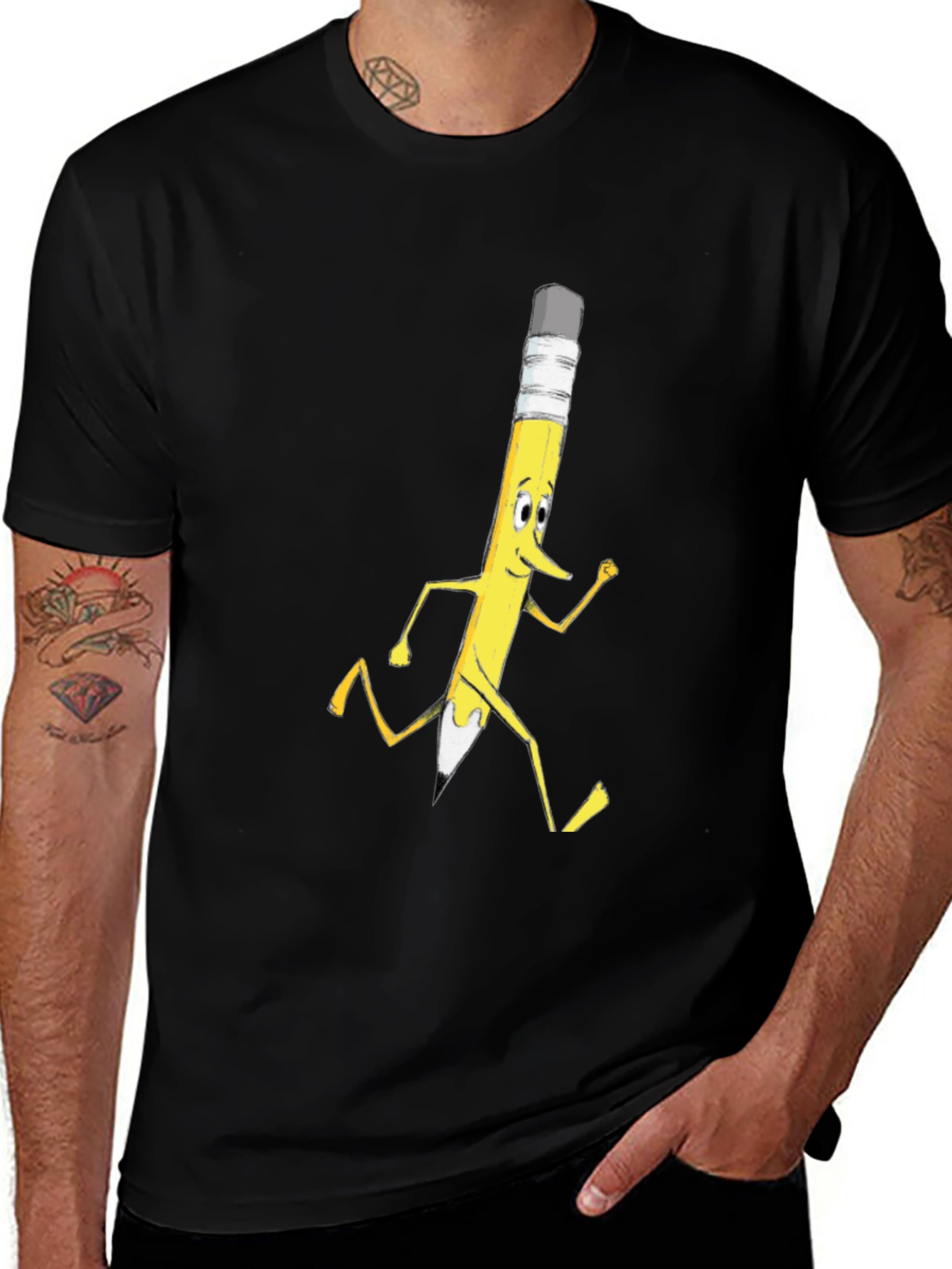 Variant 14 of Funny Running Pencil Graphic T-Shirt