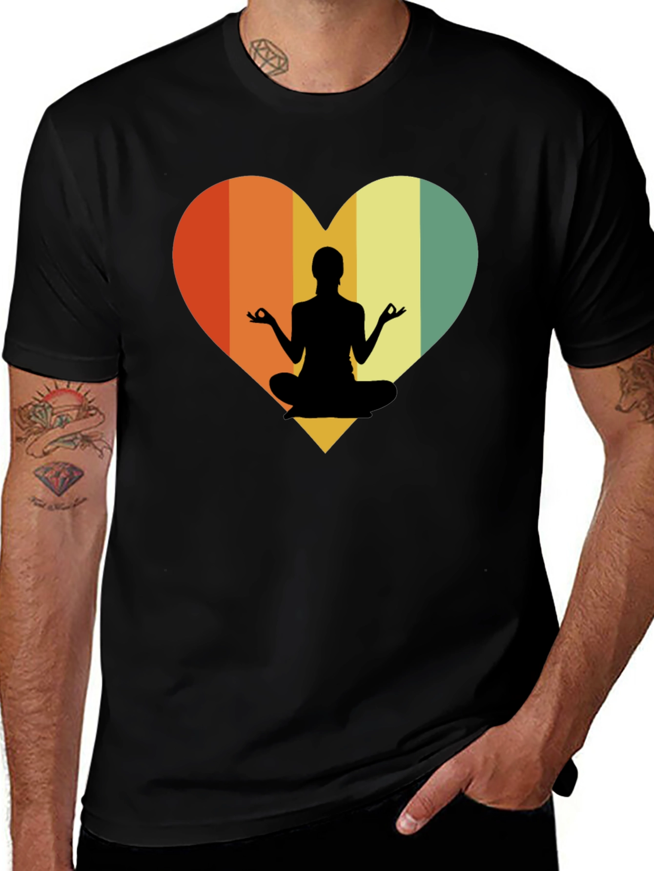 Variant 11 of Yoga Heart Graphic Tee - Relaxed Fit Black T-Shirt