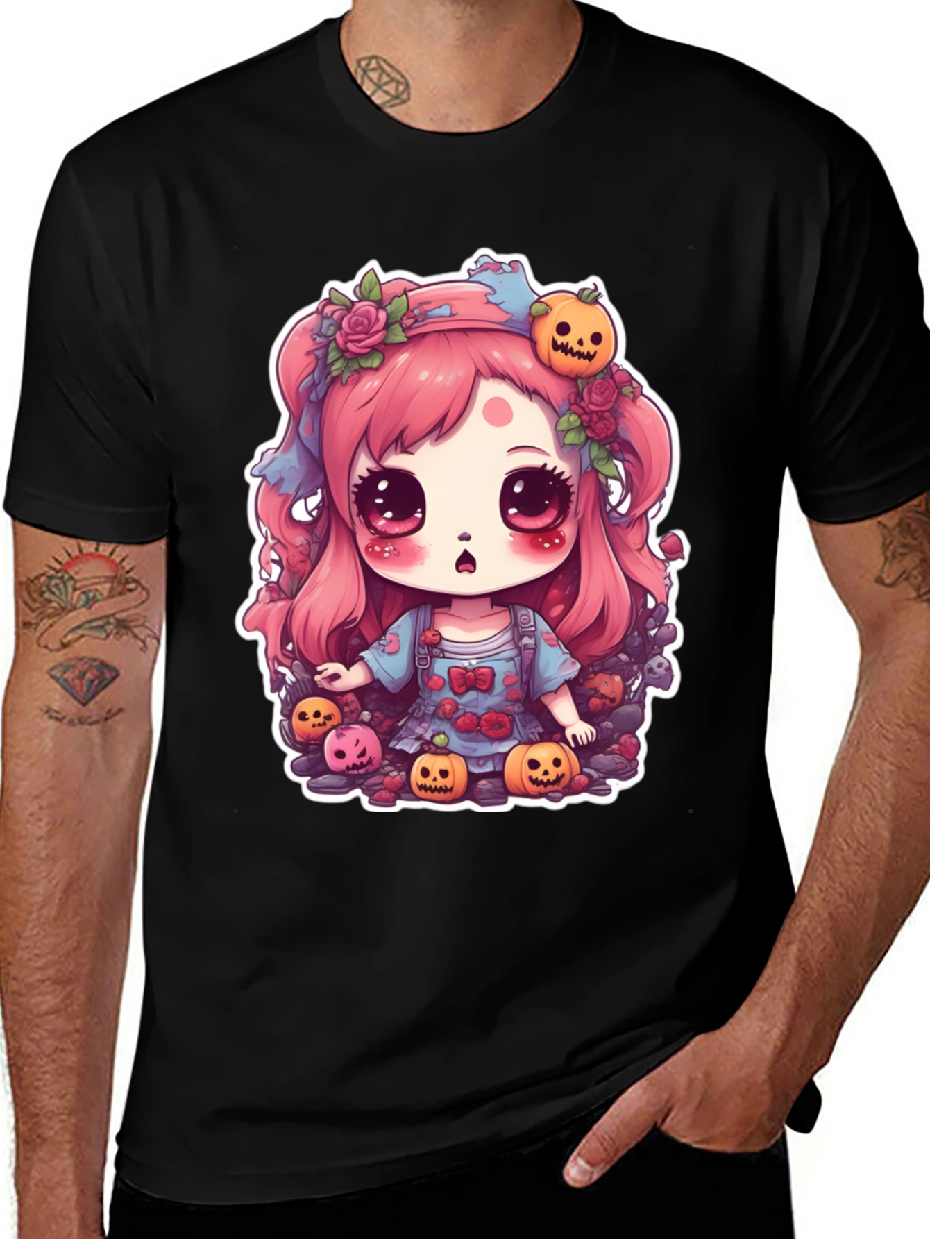 Variant 12 of Kawaii Halloween Girl Black T-Shirt