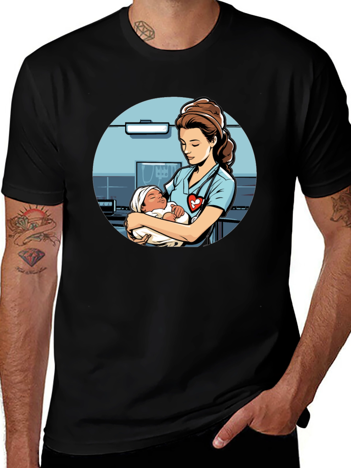 Variant 6 of Nurse Holding Baby Graphic T-Shirt
