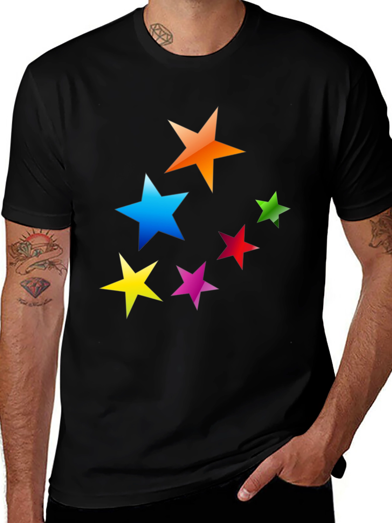 Variant 24 of Colorful Stars Graphic T-Shirt - Casual Tee