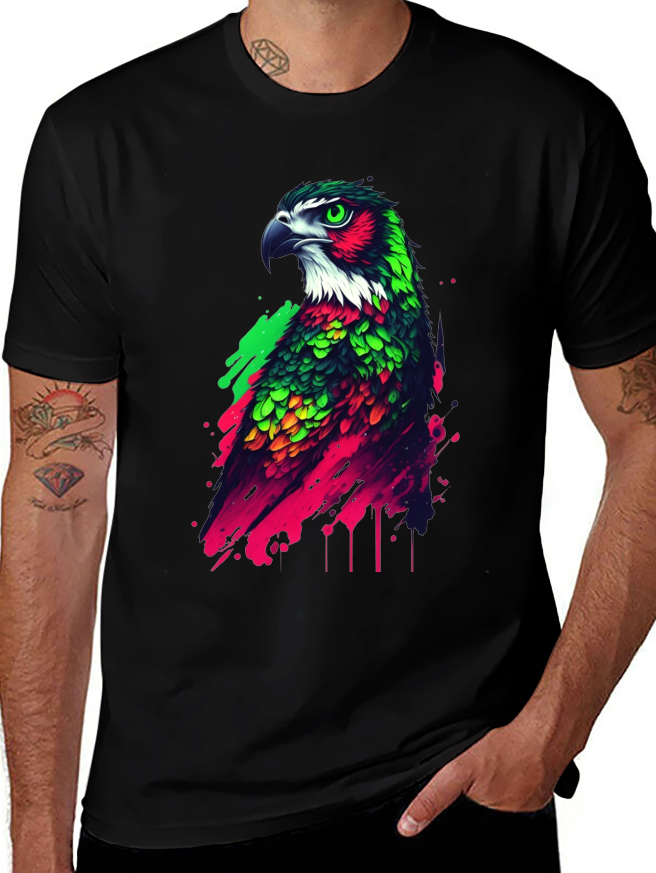 Black Eagle Graphic Tee - Vibrant Bird Design main image