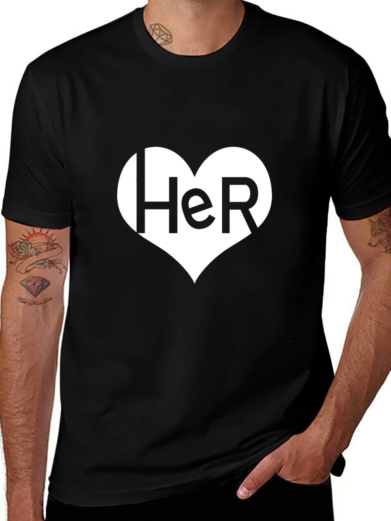 Variant 9 of Her Heart T-Shirt - Black, Romantic Valentine's Gift