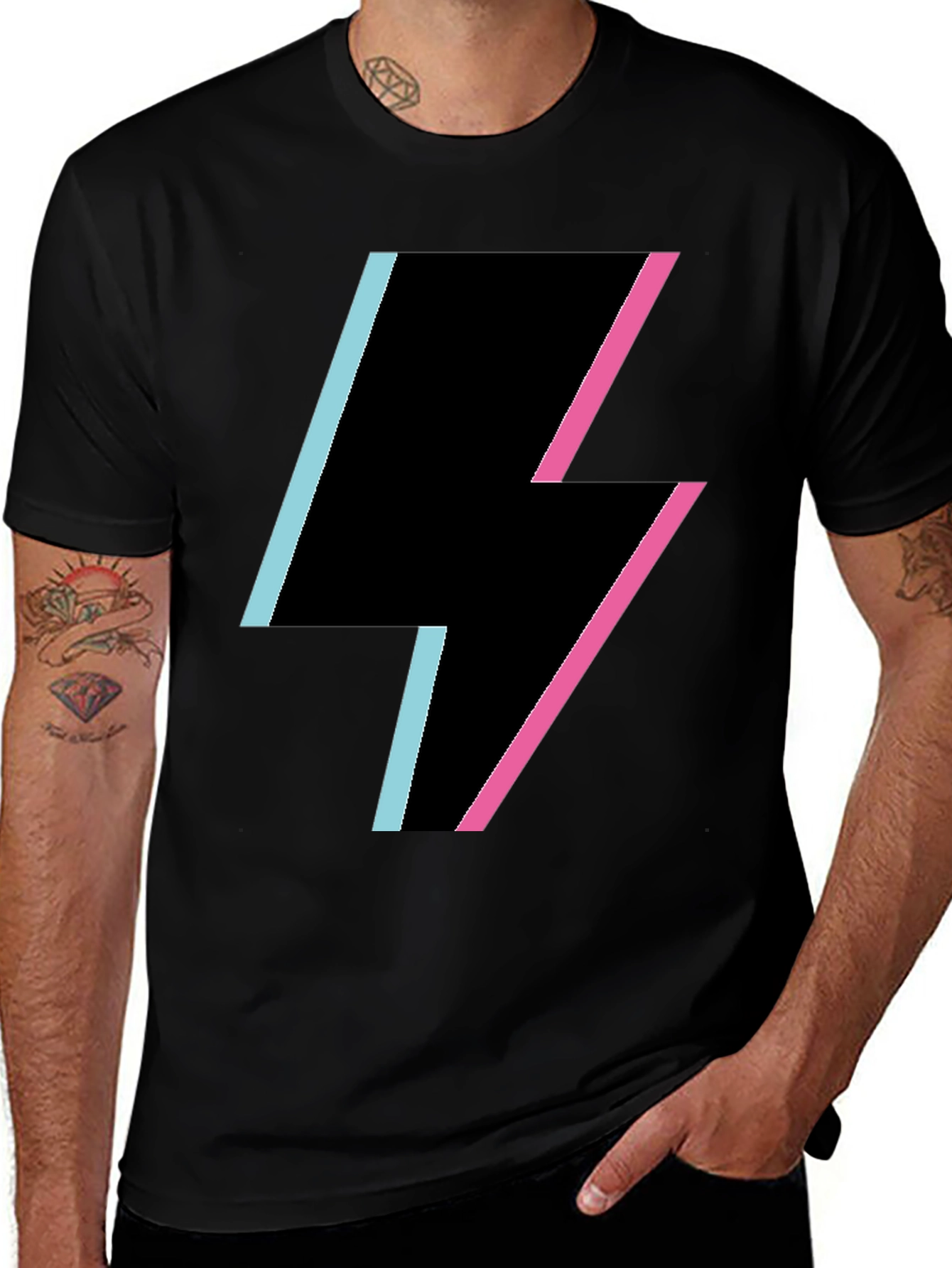 Variant 29 of Black Lightning Bolt Graphic Tee - Stylish & Trendy