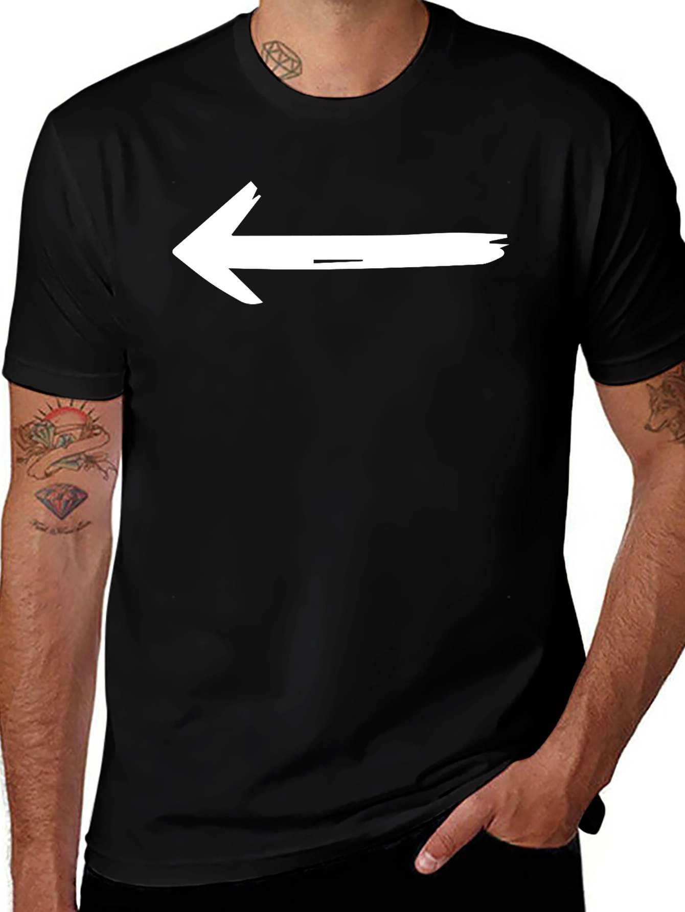 Variant 25 of Left Arrow Black T-Shirt - Directional Graphic Tee