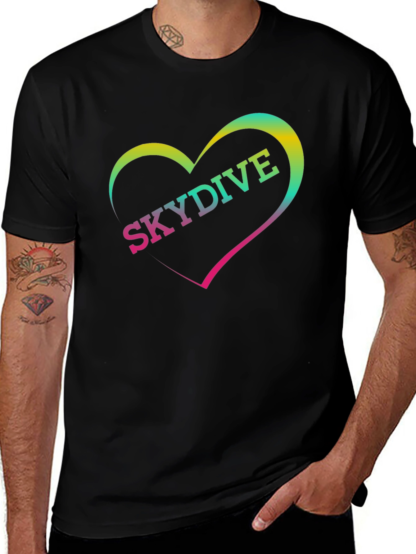 Variant 9 of Skydive Heart Graphic Tee - Black