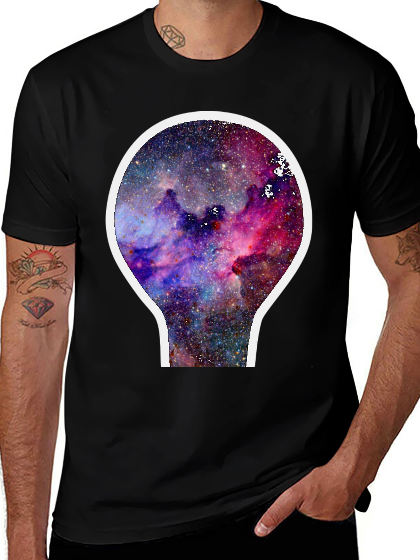 Black Galaxy Nebula Graphic T-Shirt - Black Cotton Blend main image