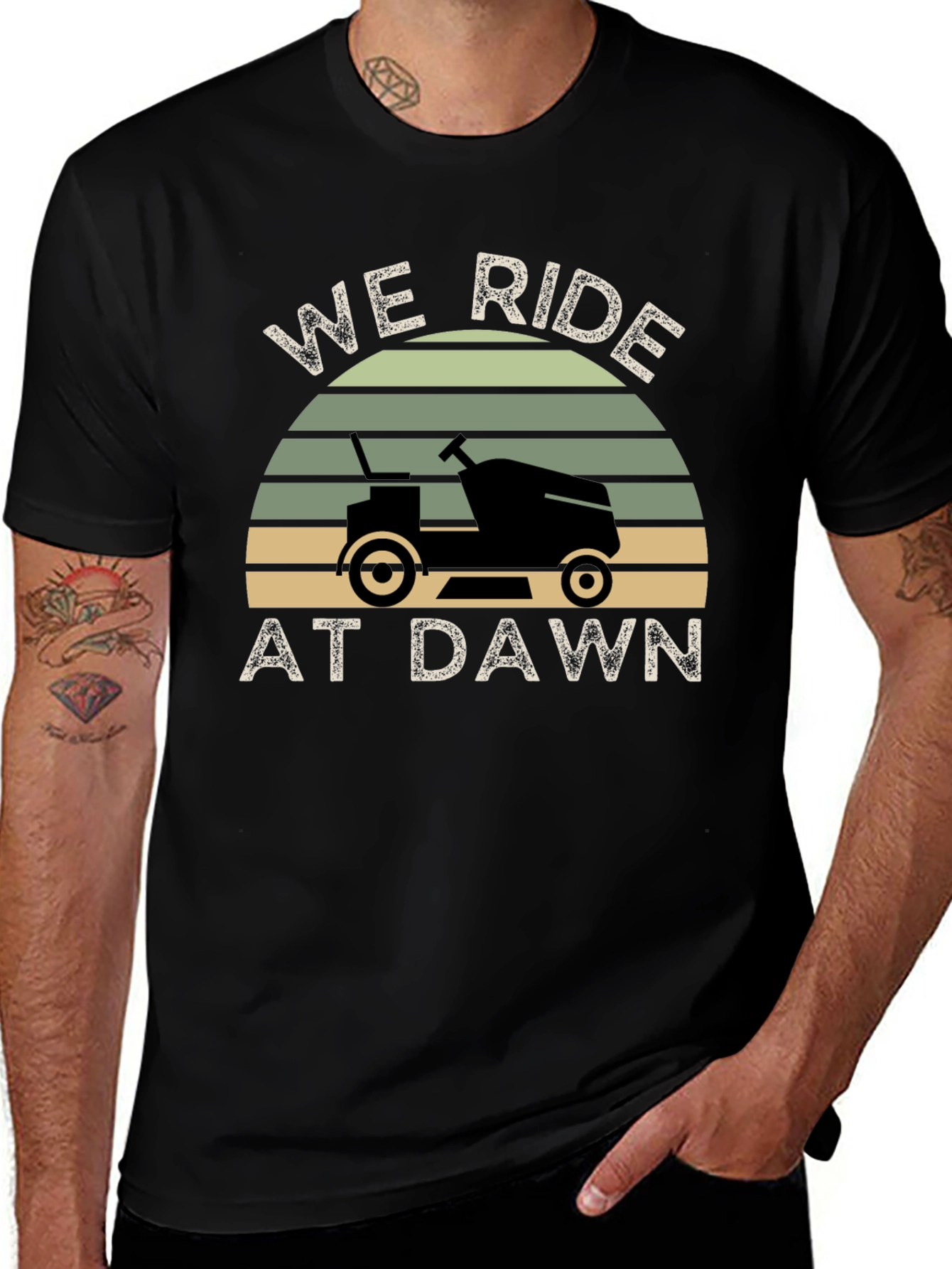 Variant 15 of We Ride at Dawn Lawn Mower Graphic T-Shirt