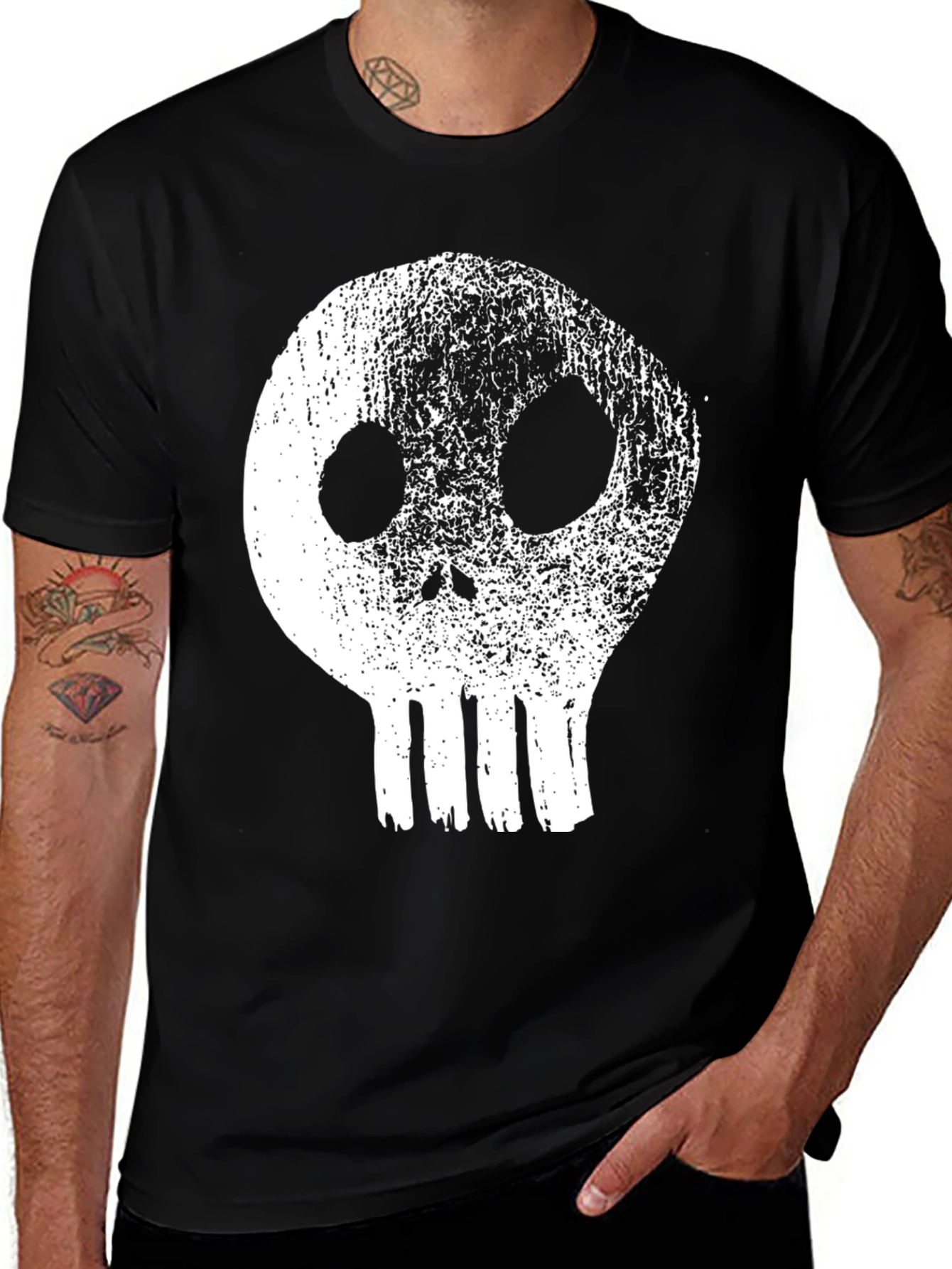 Variant 29 of Skull Graphic Tee - Distressed Style
