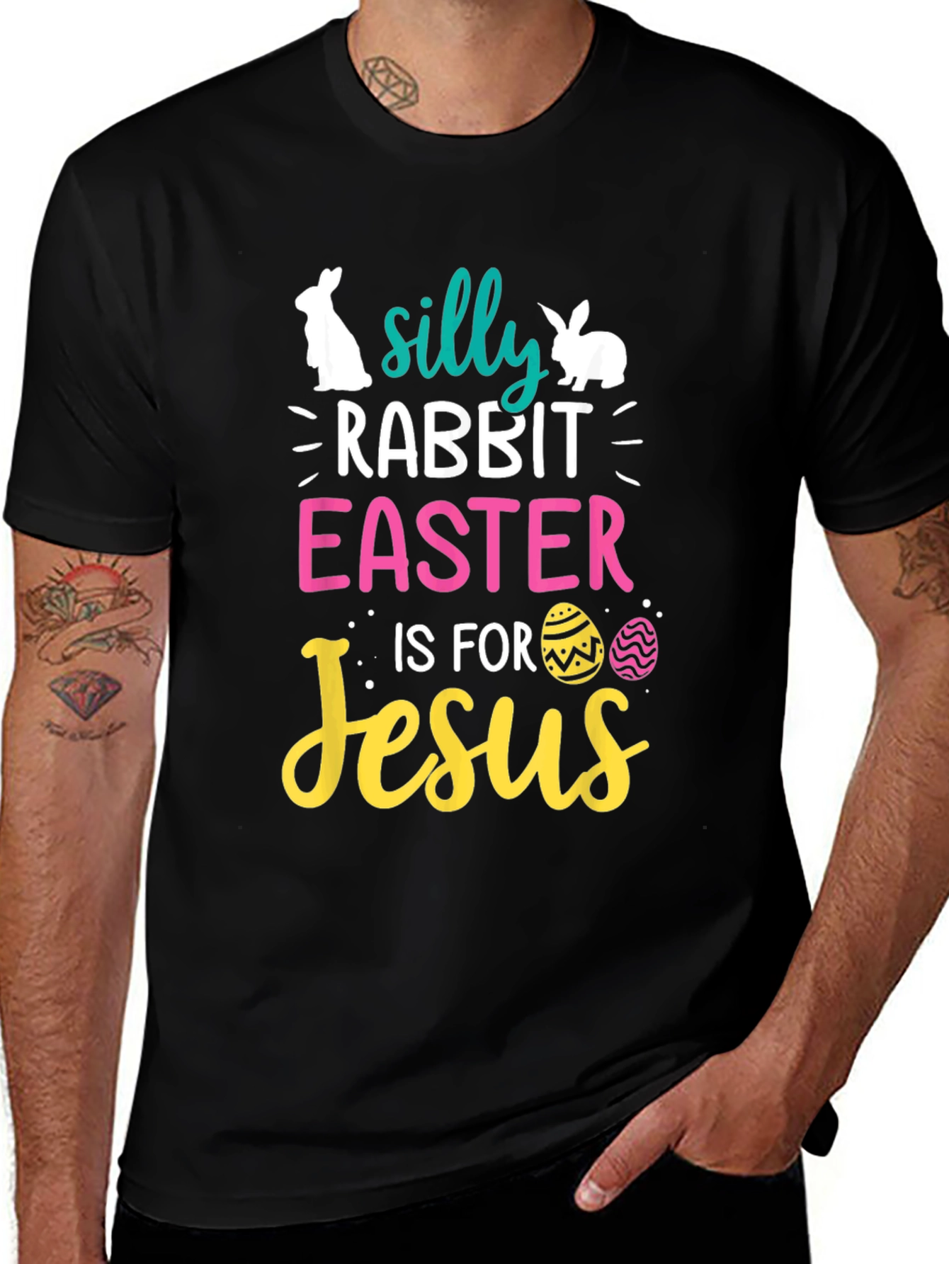 Silly Rabbit Easter is for Jesus Black T-Shirt