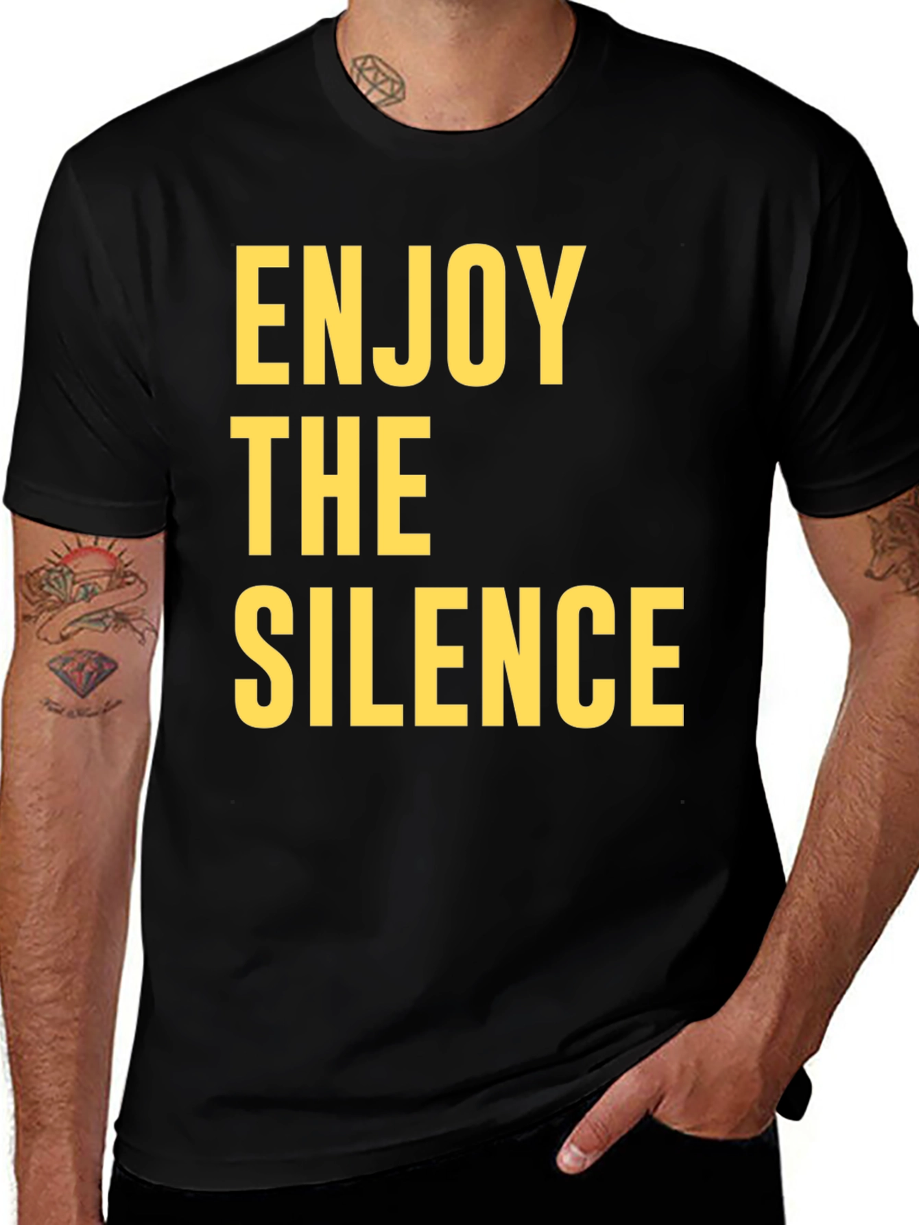 Variant 3 of Enjoy The Silence Graphic Tee - Black Cotton Shirt