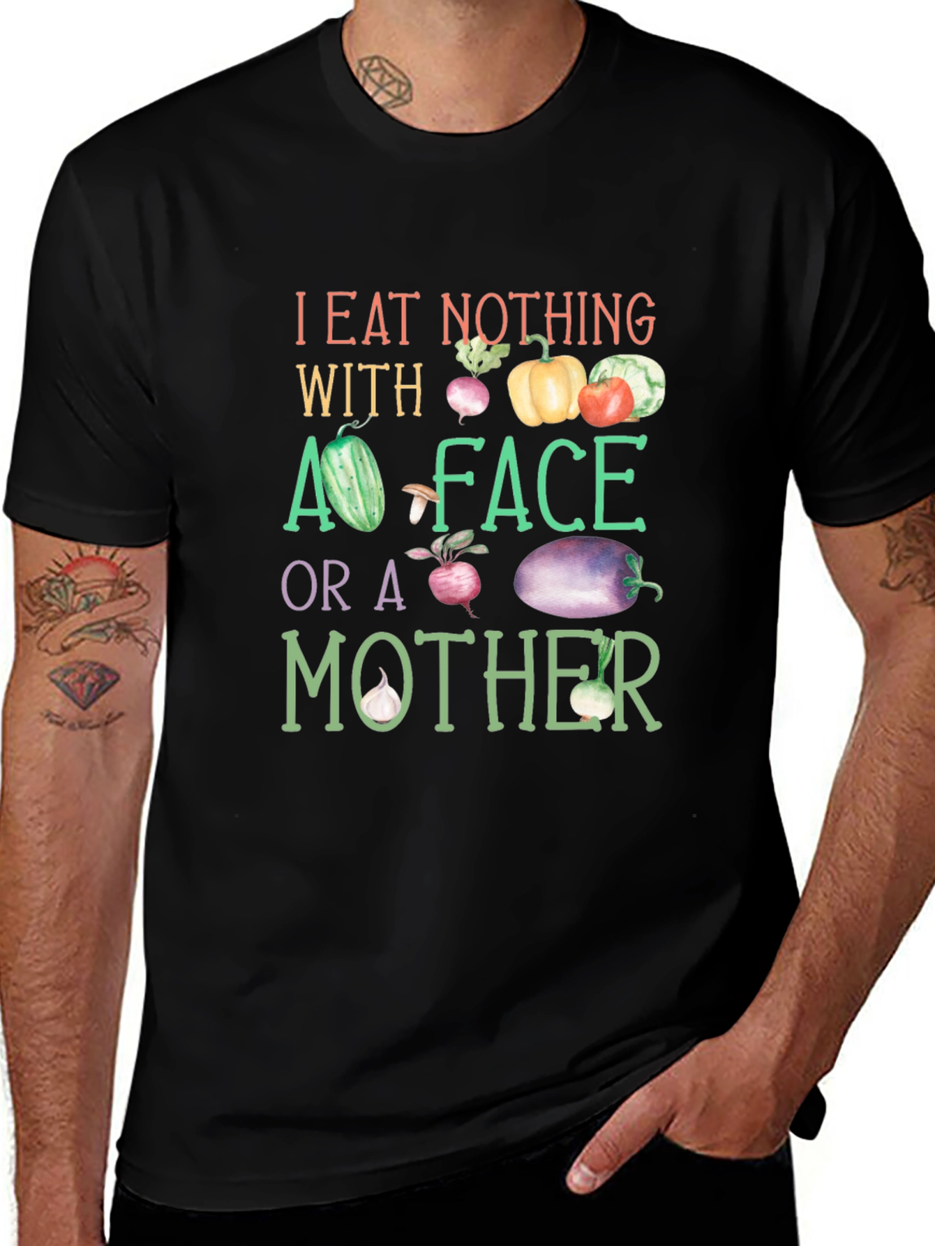 Variant 21 of Vegan T-Shirt: "I Eat Nothing With a Face or a Mother"