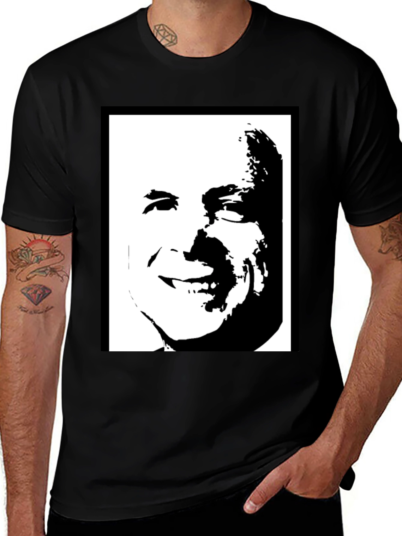 Variant 5 of Black Graphic Tee - Bold Face Design