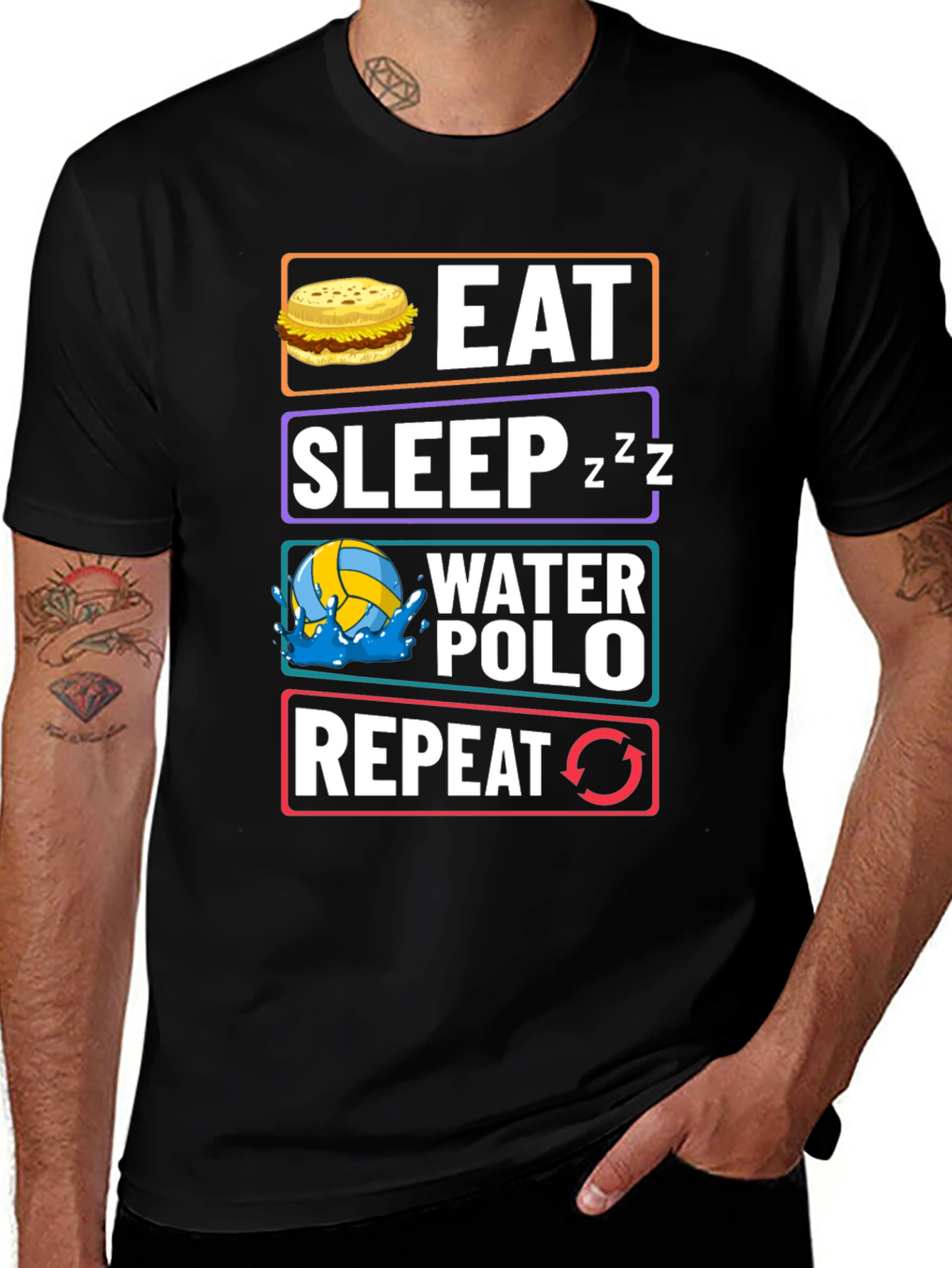 Variant 12 of Eat Sleep Water Polo Repeat Graphic Tee