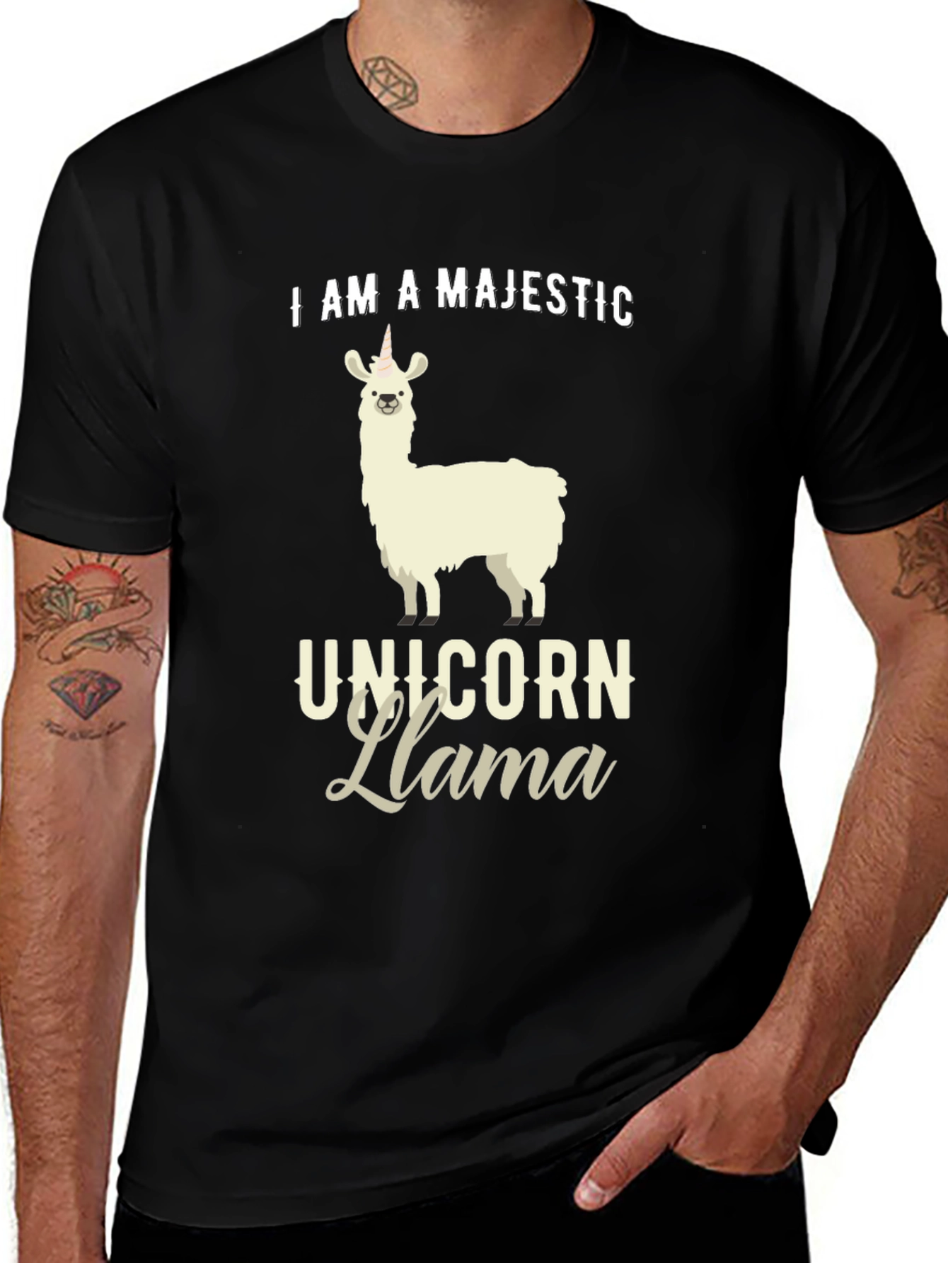 Variant 21 of Majestic Unicorn Llama Graphic T-Shirt