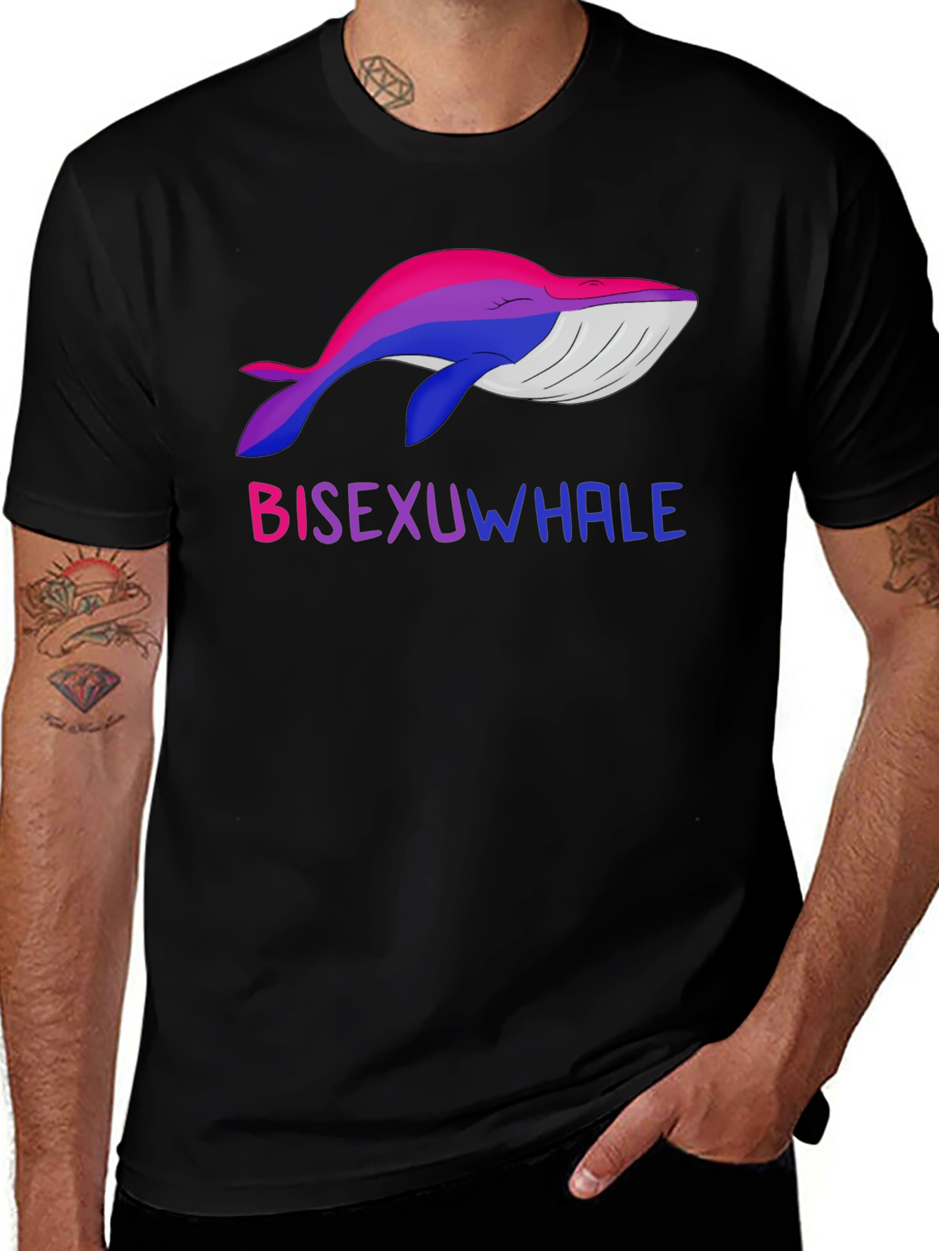 Variant 11 of Bisexuwhale Graphic T-Shirt - Black