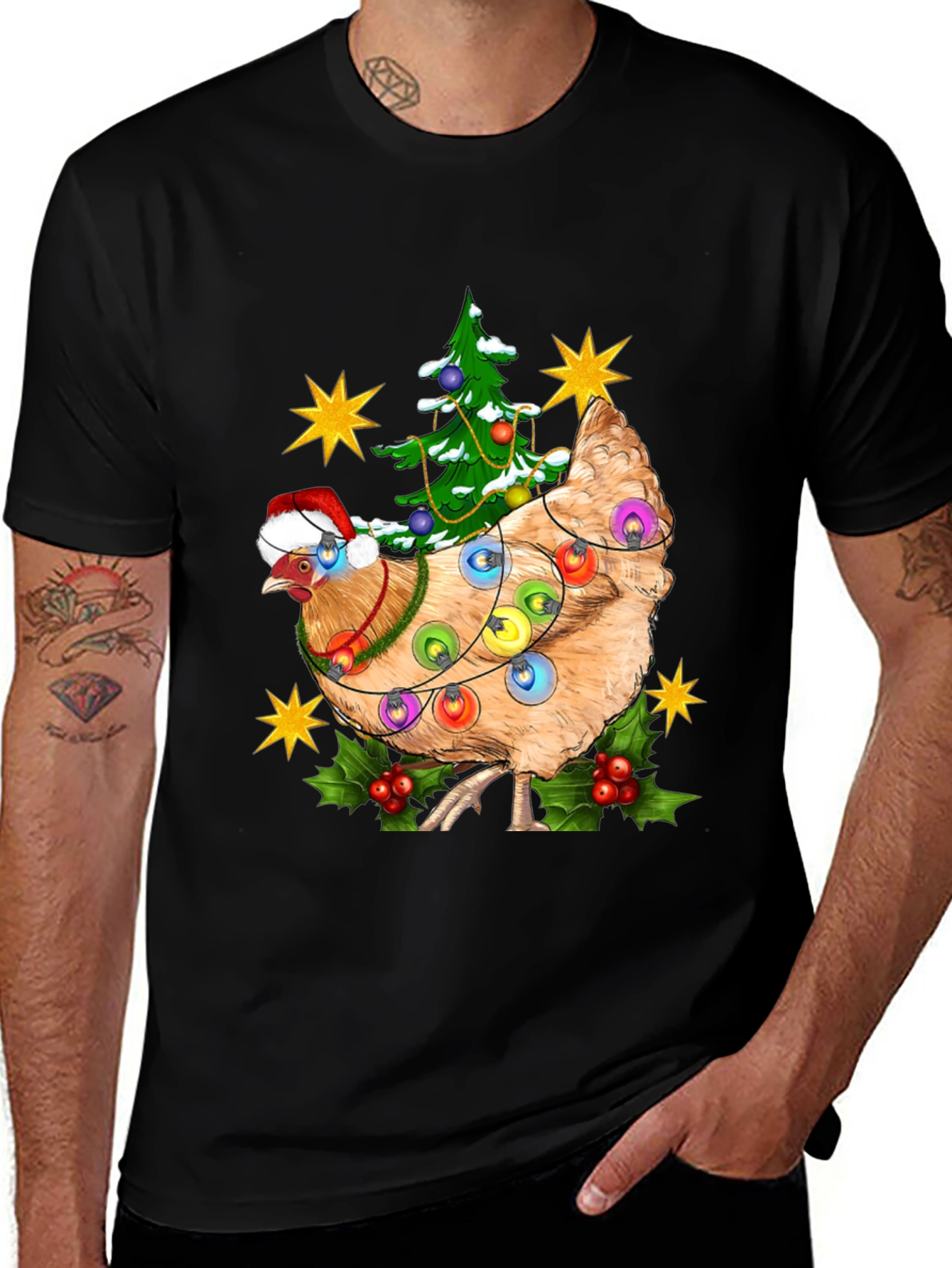 Festive Chicken Christmas T-Shirt