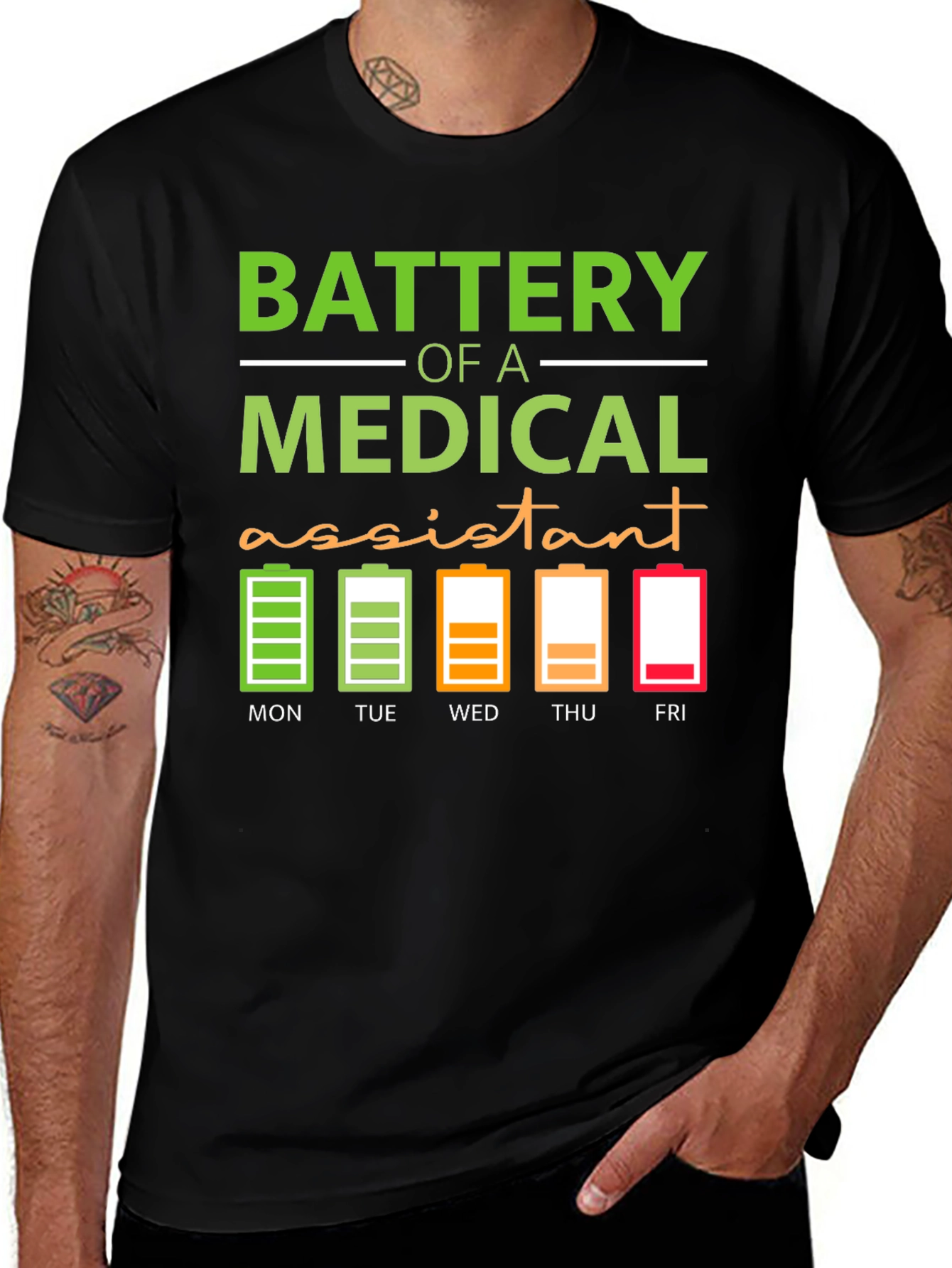 Variant 8 of Medical Assistant Battery T-Shirt