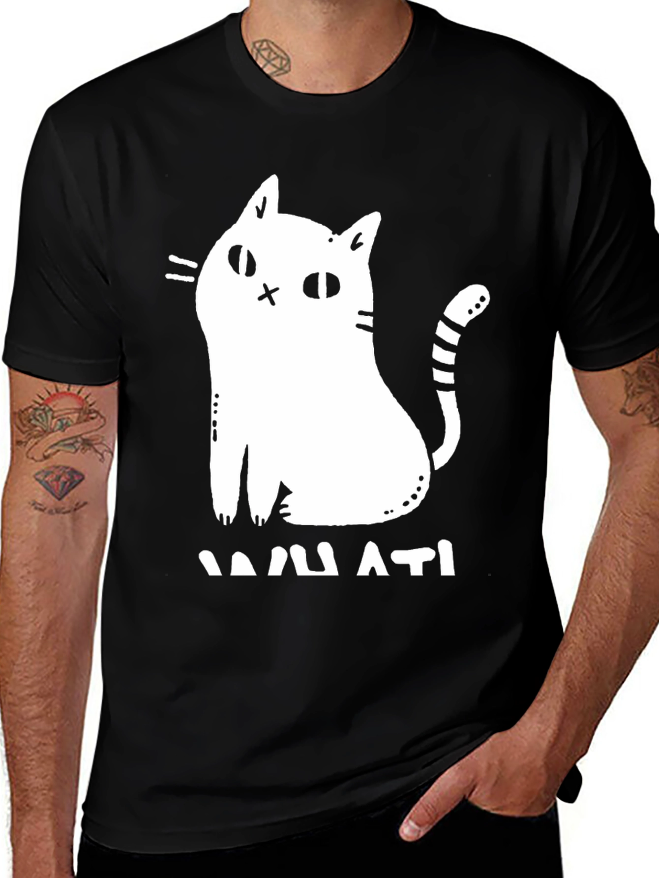 Variant 17 of Humorous Cat Graphic T-Shirt - Black