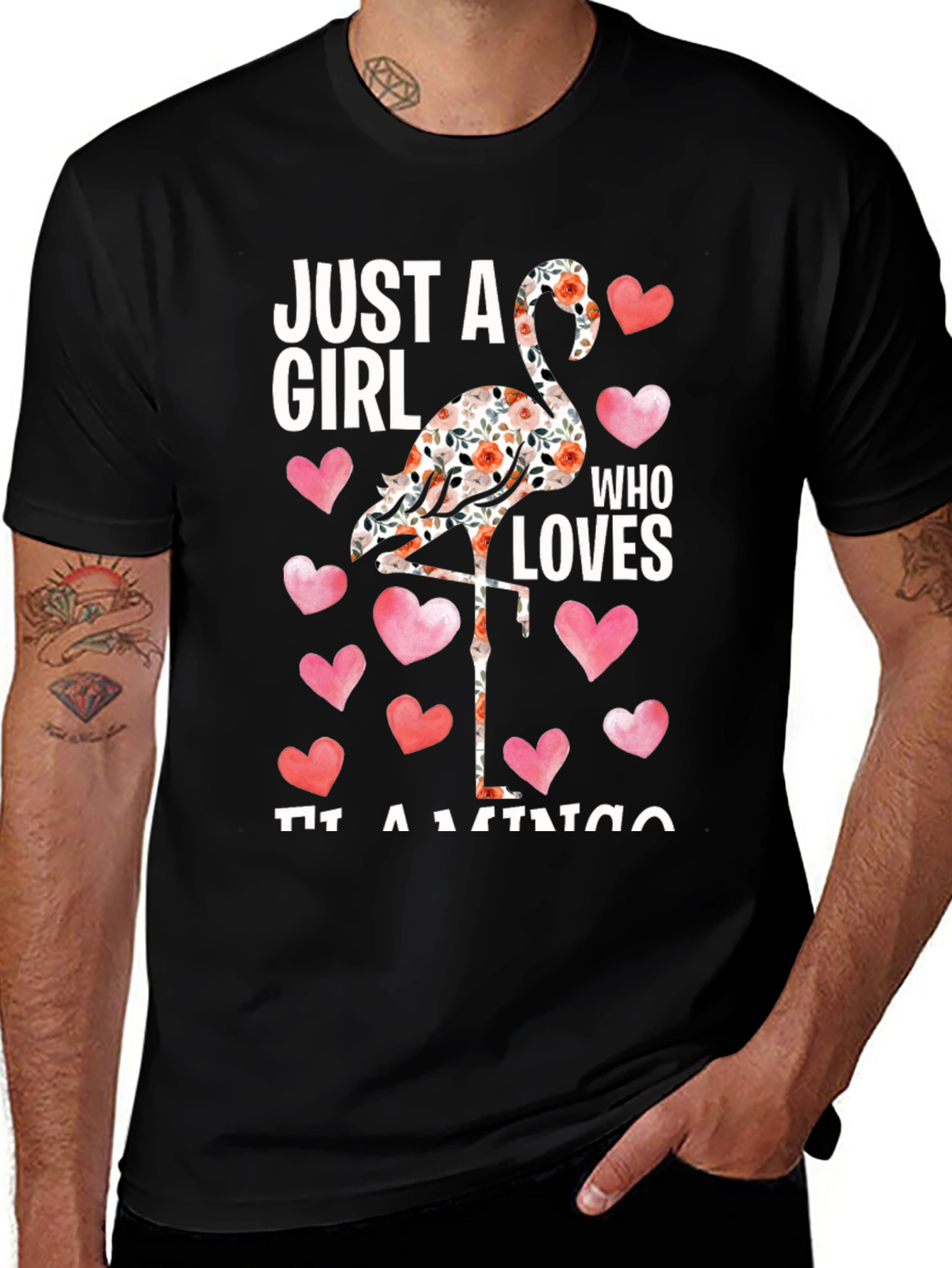 Variant 24 of Floral Flamingo Lover T-Shirt - Just A Girl Who Loves Flamingos