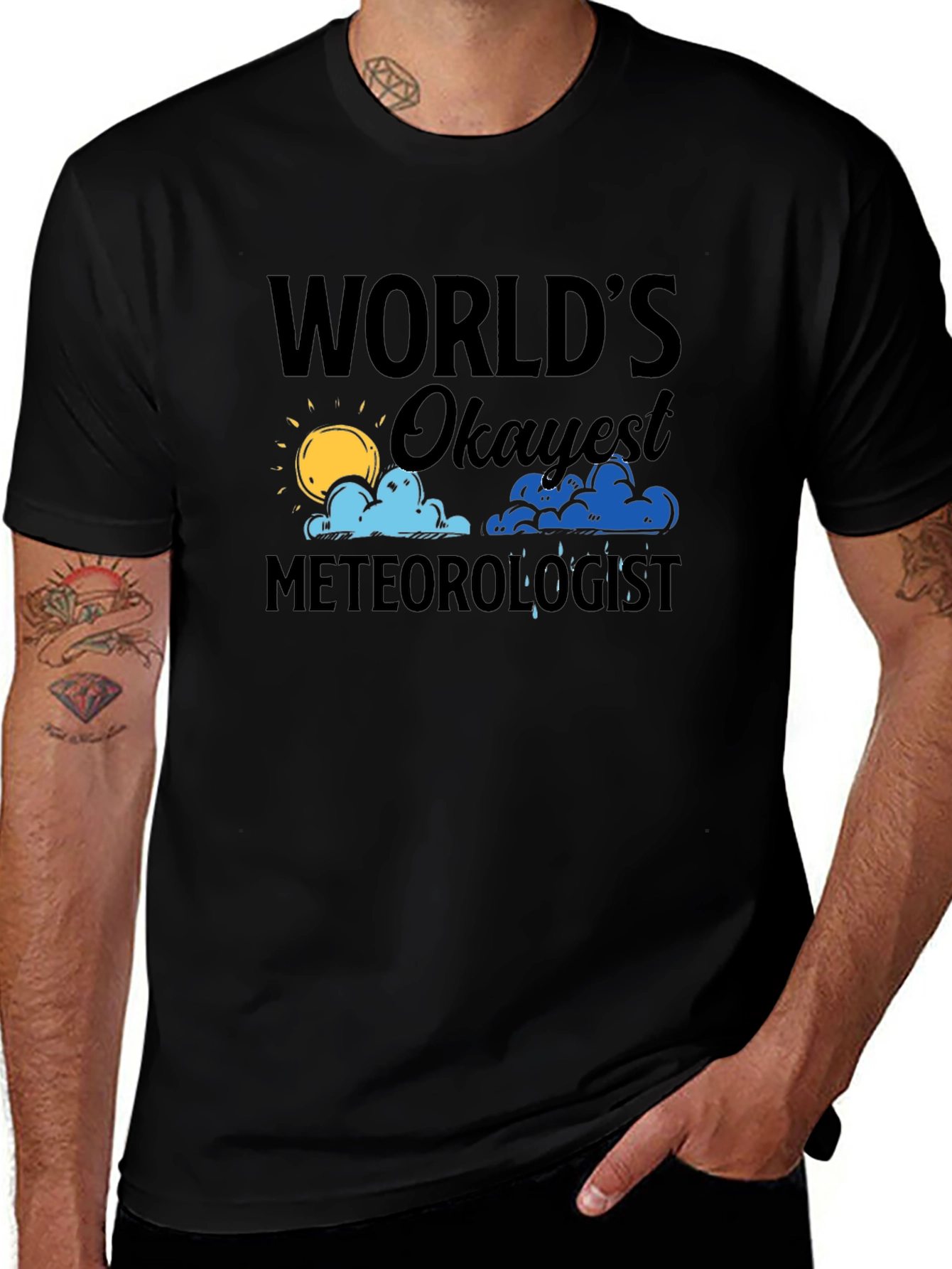 Variant 27 of World's Okayest Meteorologist Black T-Shirt