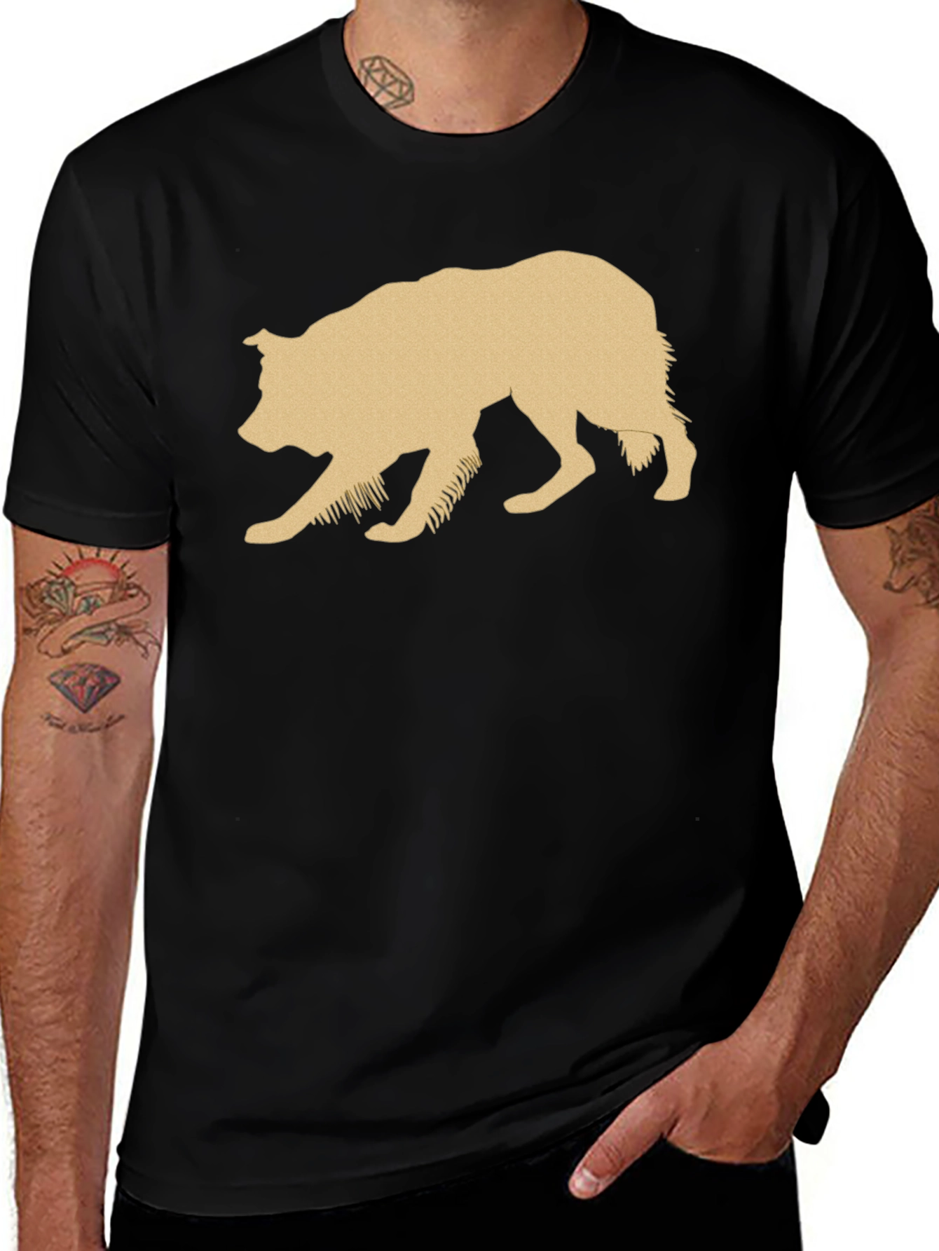 Border Collie Silhouette T-Shirt - Black