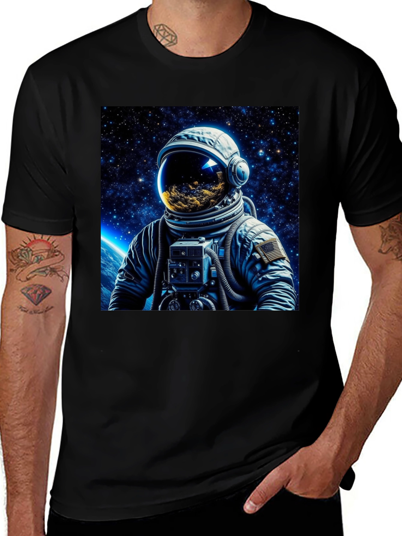 Variant 13 of Astronaut Galaxy Graphic Black T-Shirt