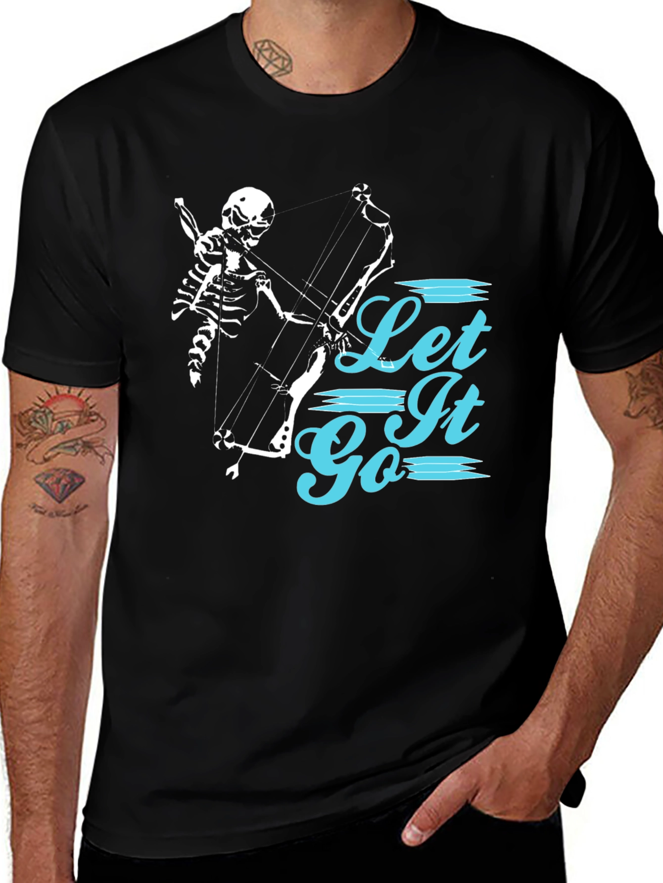 Variant 5 of Let It Go Skeleton Archer Black Graphic Tee